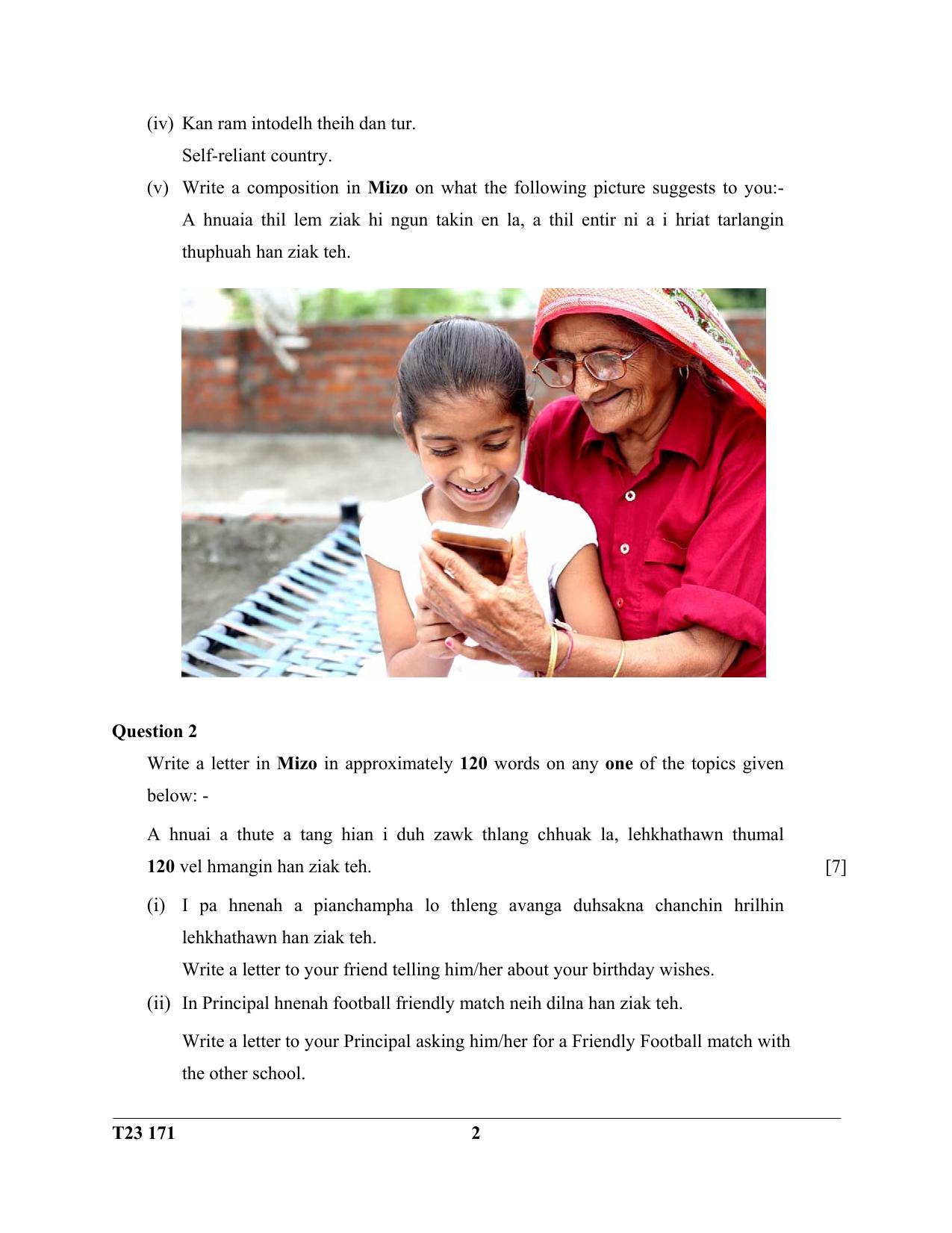 ICSE Class 10 MIZO 2023 Question Paper - Page 2