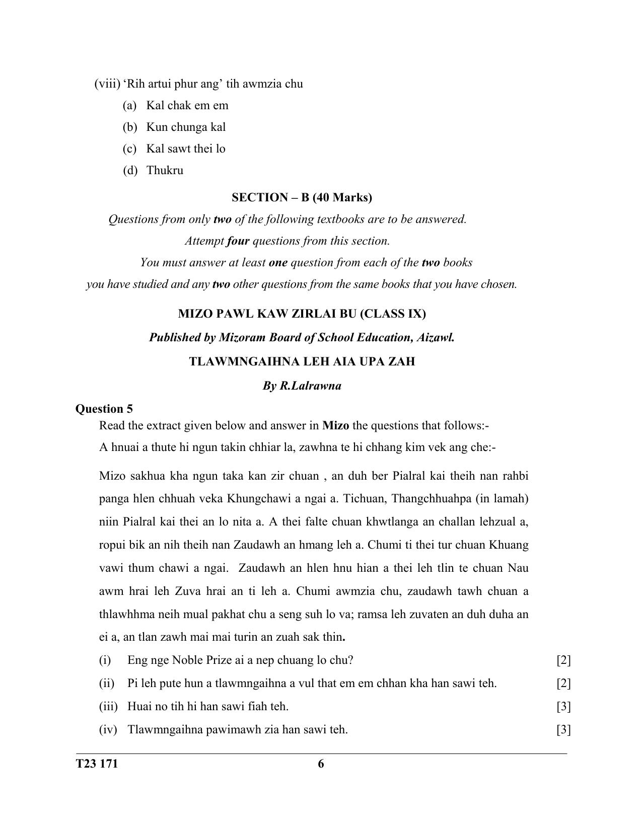 ICSE Class 10 MIZO 2023 Question Paper - Page 6
