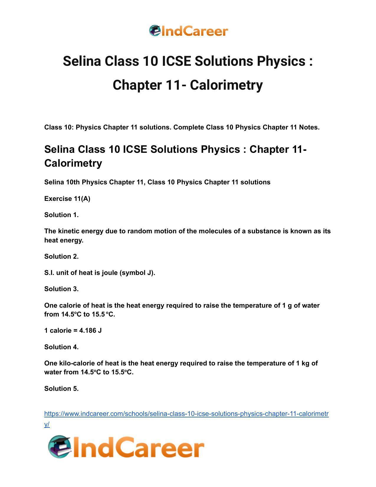 Selina Class 10 ICSE Solutions Physics : Chapter 11- Calorimetry - Page 2