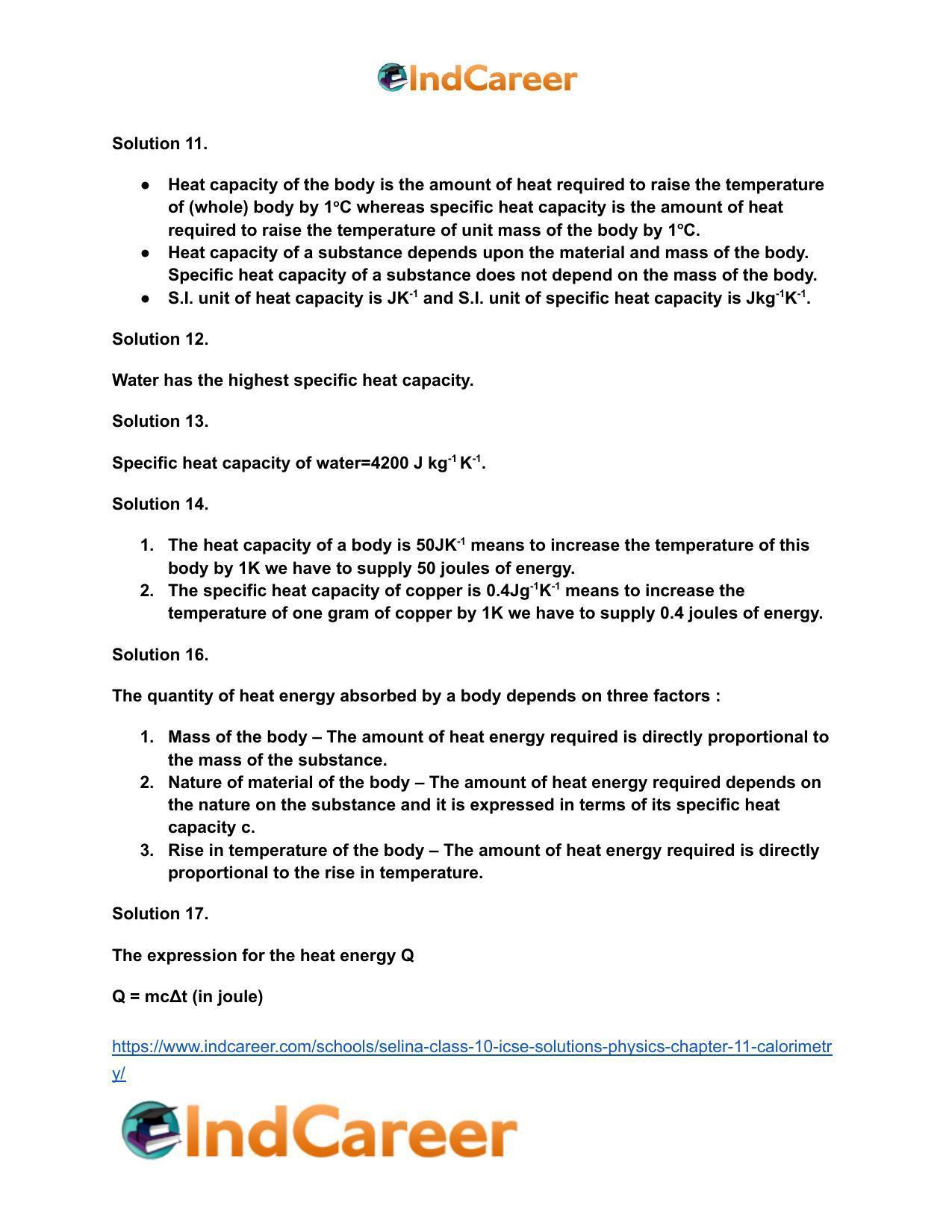 Selina Class 10 ICSE Solutions Physics : Chapter 11- Calorimetry - Page 4