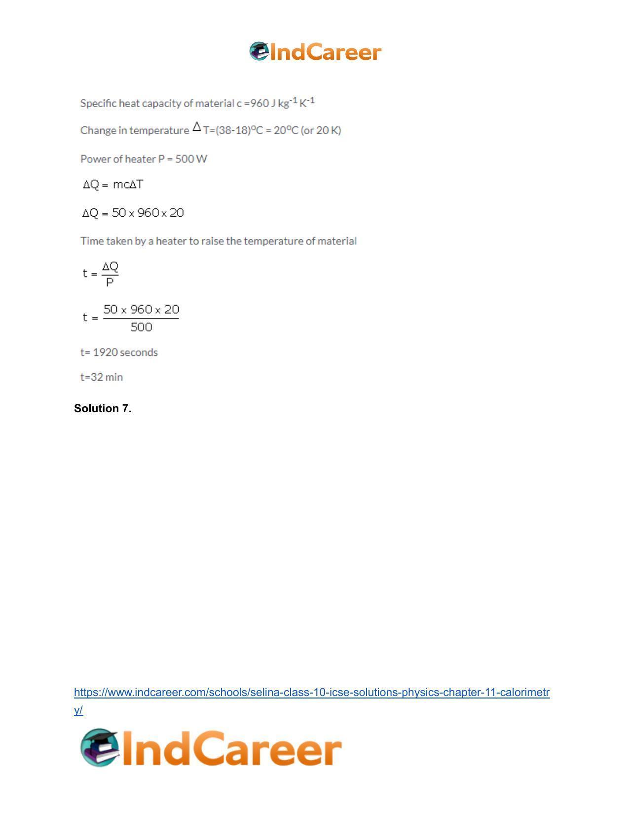 Selina Class 10 ICSE Solutions Physics : Chapter 11- Calorimetry - Page 10