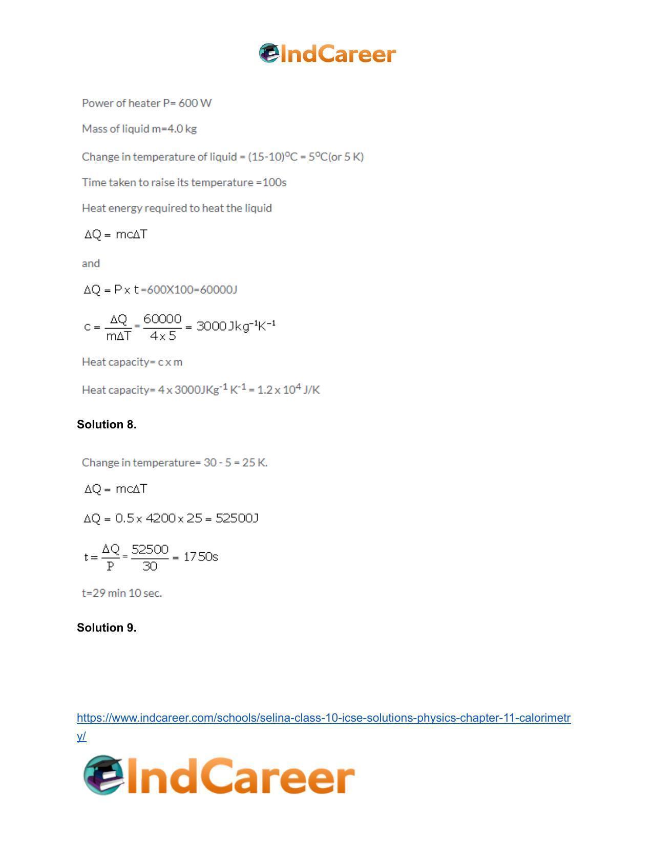 Selina Class 10 ICSE Solutions Physics : Chapter 11- Calorimetry - Page 11