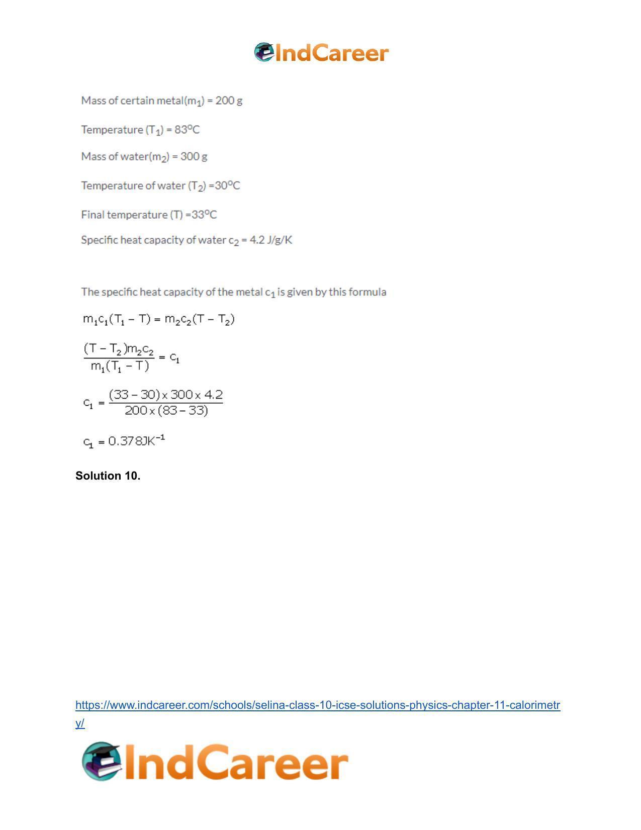 Selina Class 10 ICSE Solutions Physics : Chapter 11- Calorimetry - Page 12
