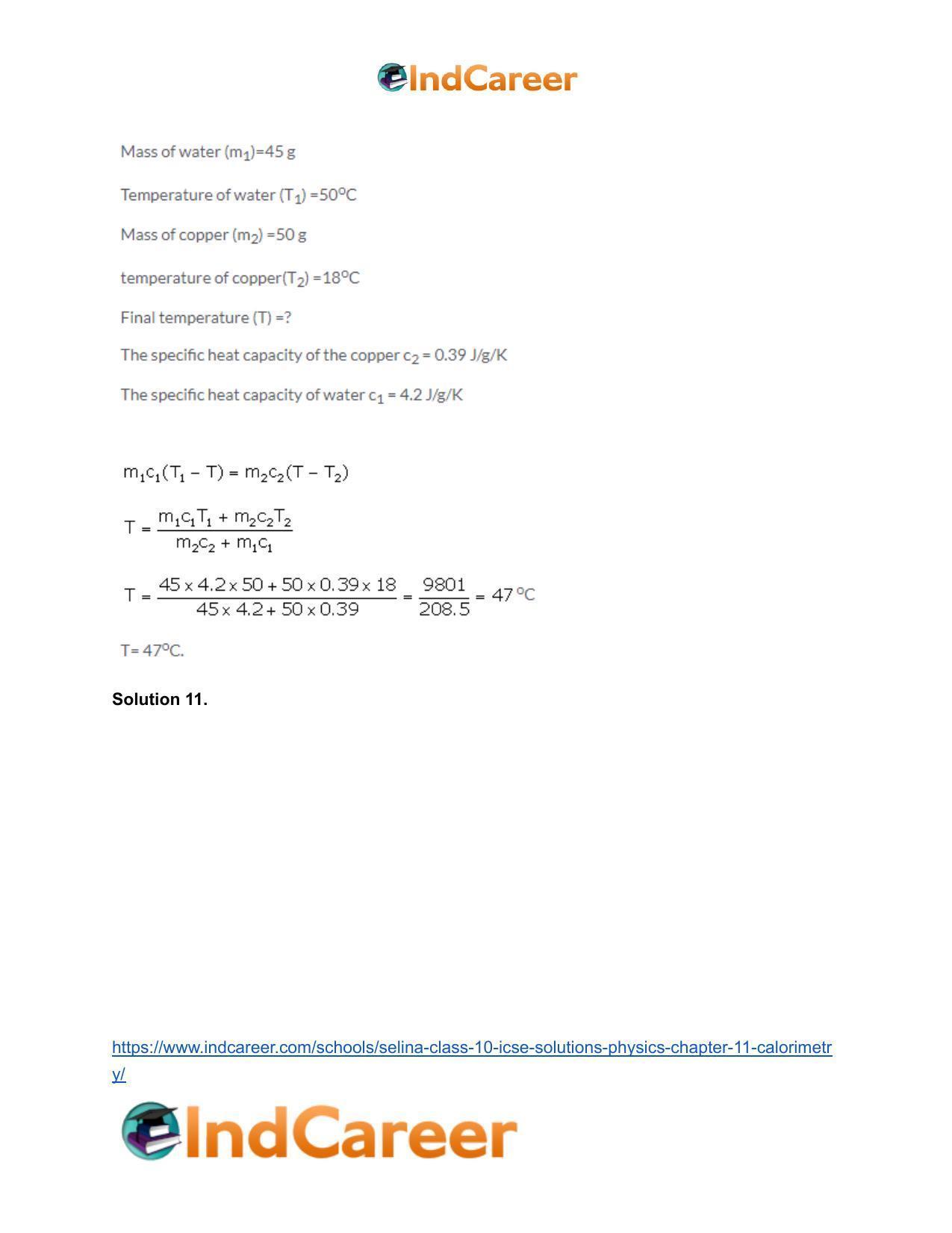 Selina Class 10 ICSE Solutions Physics : Chapter 11- Calorimetry - Page 13
