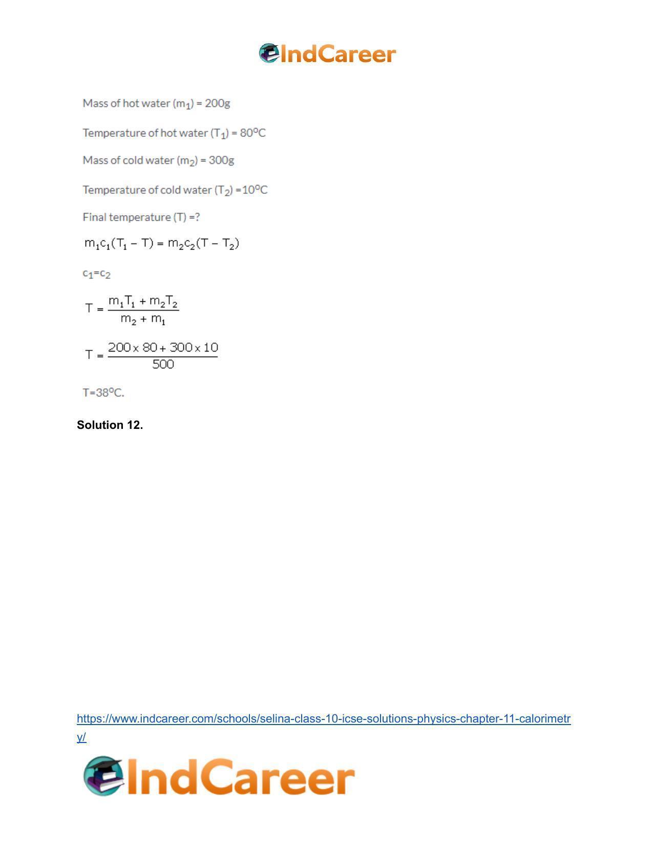 Selina Class 10 ICSE Solutions Physics : Chapter 11- Calorimetry - Page 14