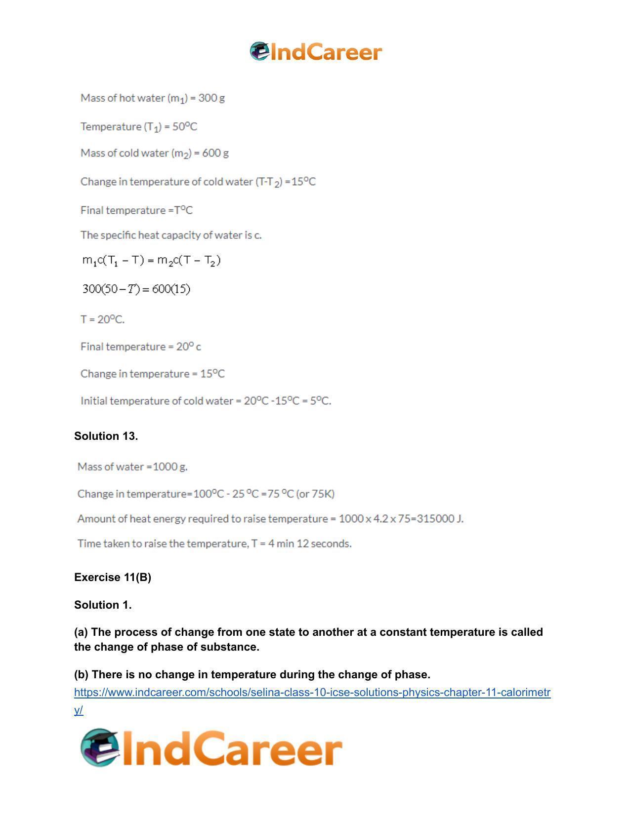 Selina Class 10 ICSE Solutions Physics : Chapter 11- Calorimetry - Page 15
