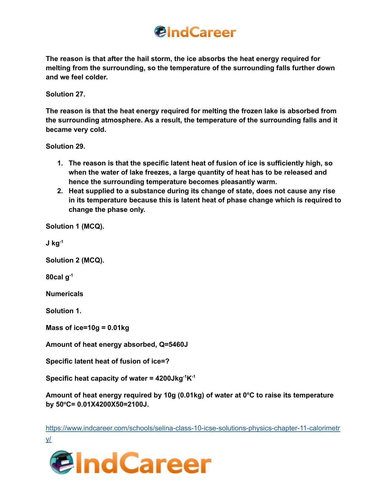 Selina Class 10 ICSE Solutions Physics : Chapter 11- Calorimetry - Page 20