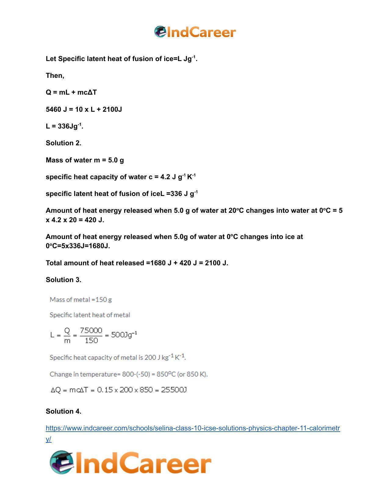 Selina Class 10 ICSE Solutions Physics : Chapter 11- Calorimetry - Page 21