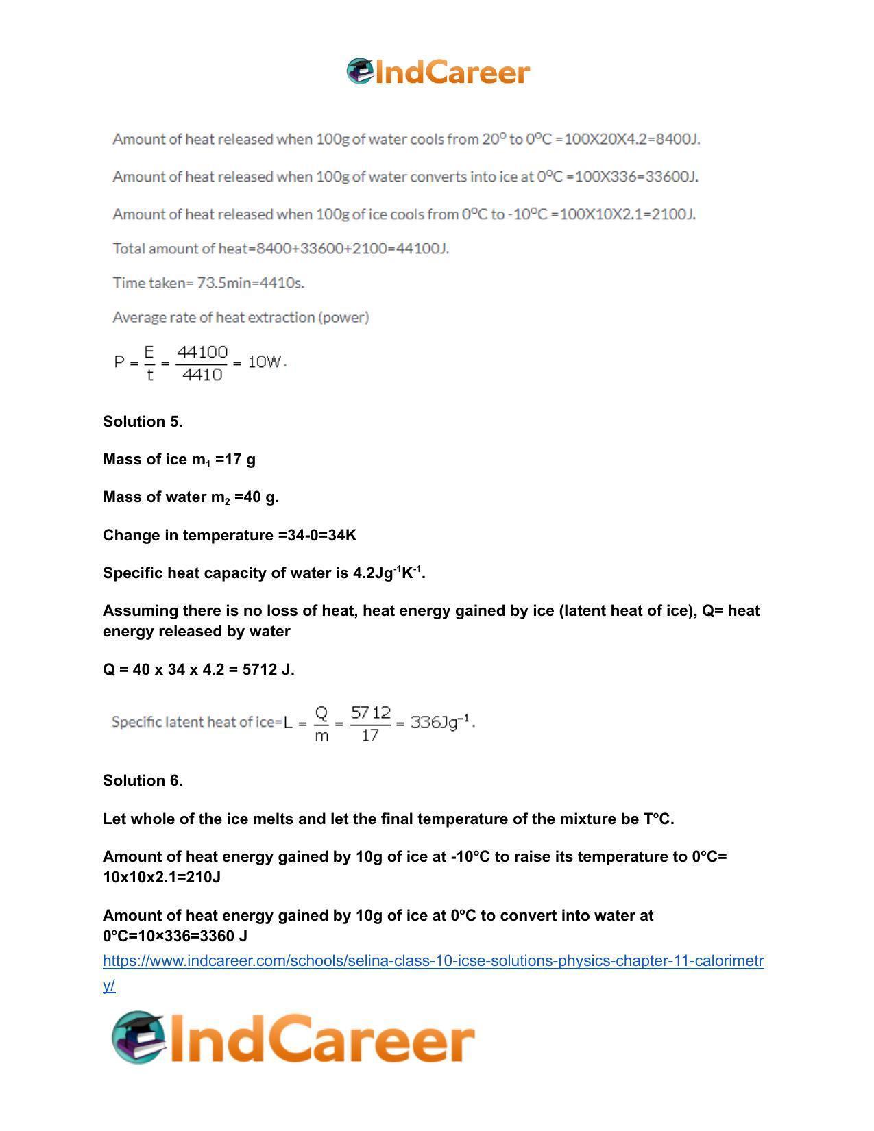 Selina Class 10 ICSE Solutions Physics : Chapter 11- Calorimetry - Page 22