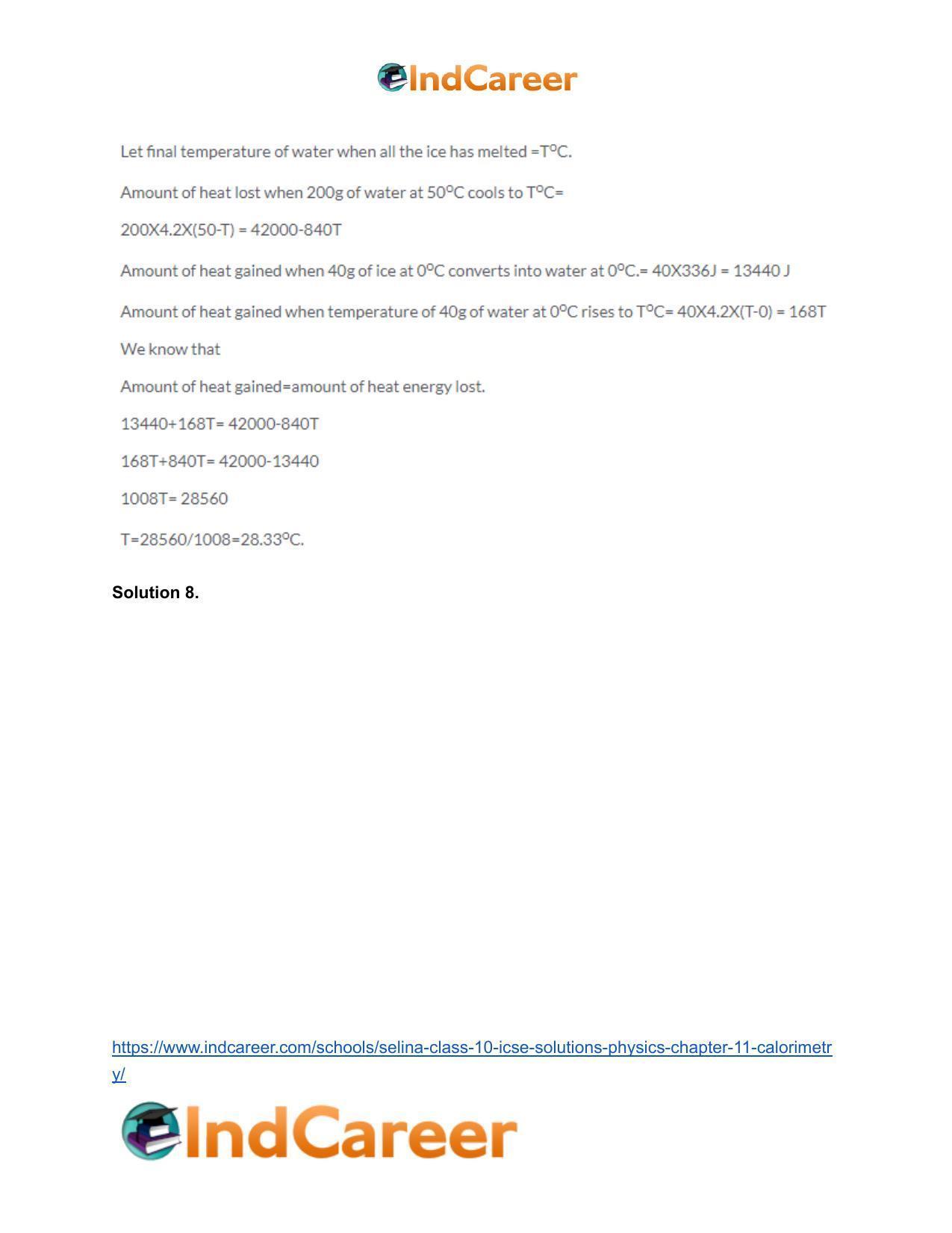 Selina Class 10 ICSE Solutions Physics : Chapter 11- Calorimetry - Page 24