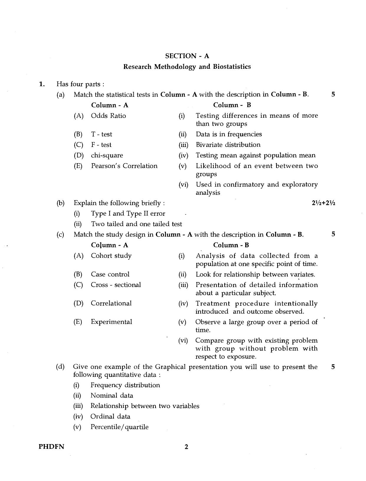 IGNOU PhD Entrance Test Ph.D (Food And Nutrition) 2016 Question Paper - Page 2