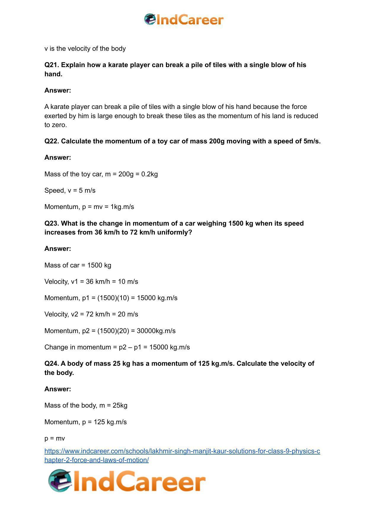 Lakhmir Singh Manjit Kaur Solutions for Class 9 Physics: Chapter 2- Force and Laws of Motion - Page 6