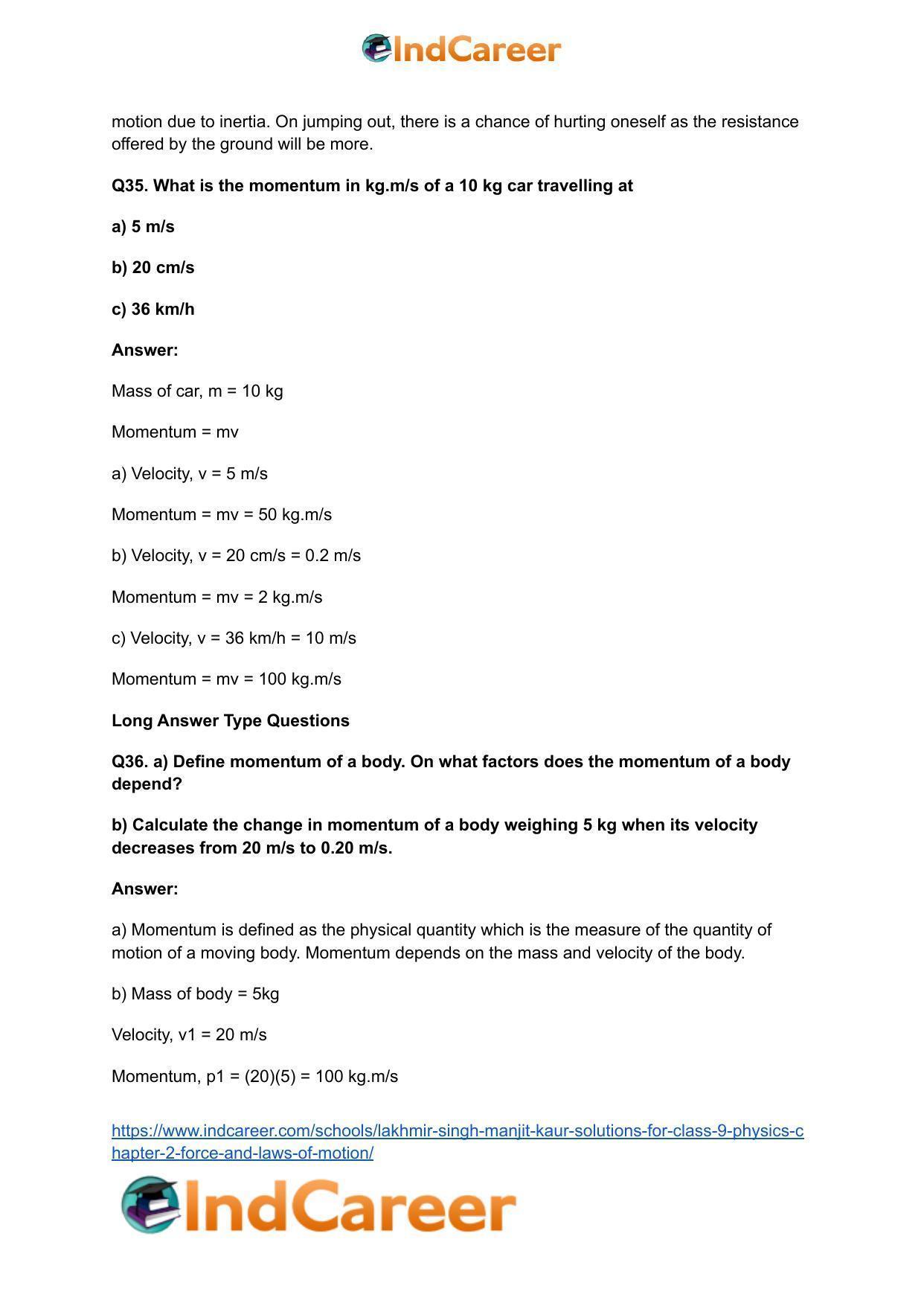 Lakhmir Singh Manjit Kaur Solutions for Class 9 Physics: Chapter 2- Force and Laws of Motion - Page 9