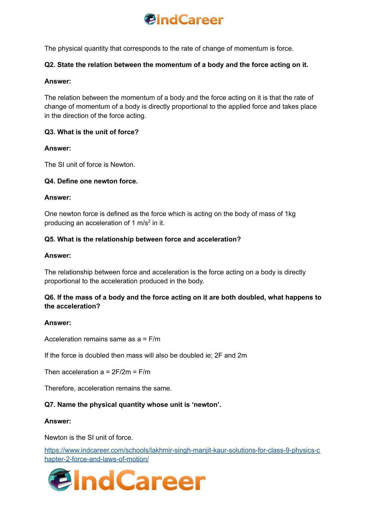 Lakhmir Singh Manjit Kaur Solutions for Class 9 Physics: Chapter 2- Force and Laws of Motion - Page 15