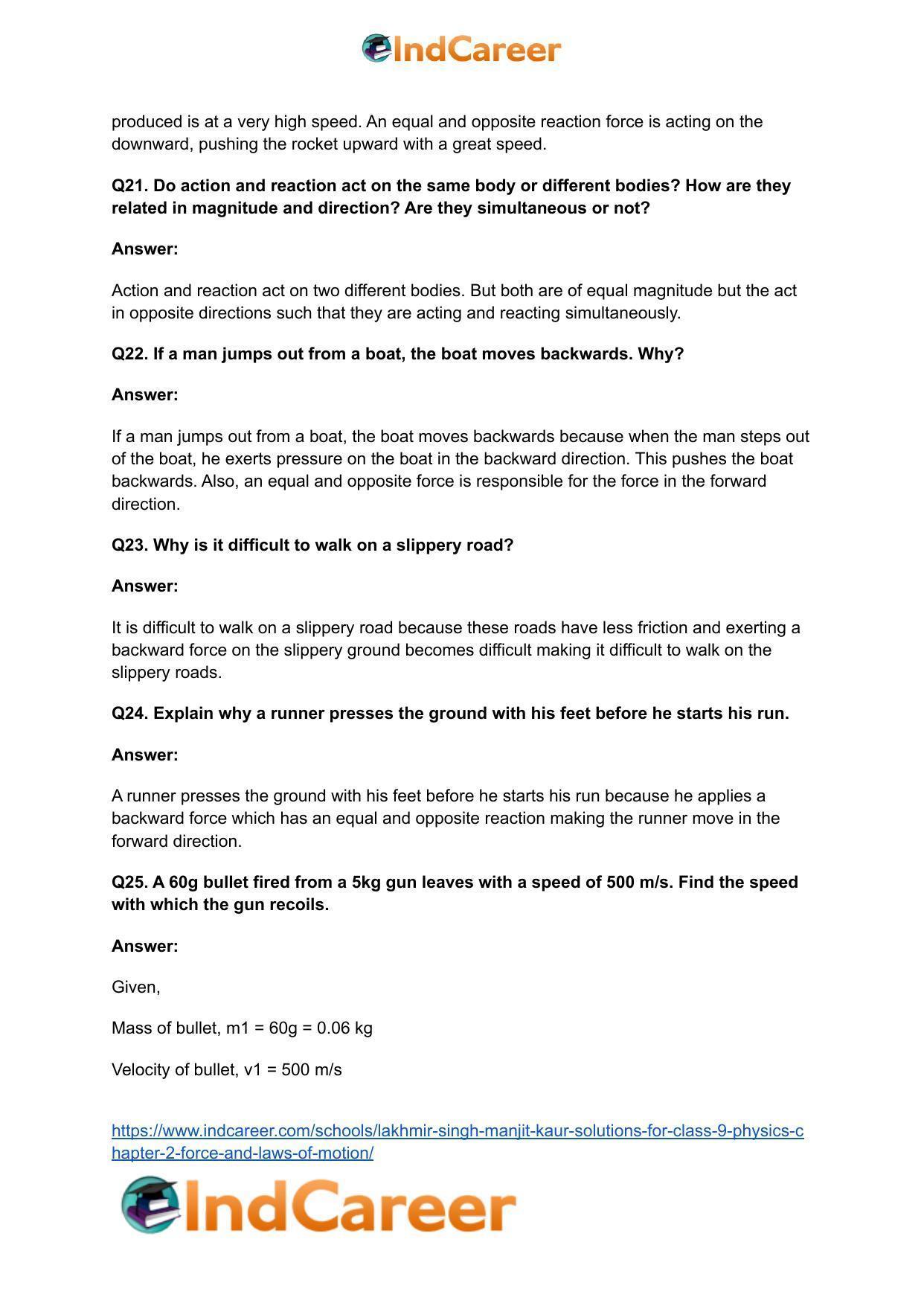 Lakhmir Singh Manjit Kaur Solutions for Class 9 Physics: Chapter 2- Force and Laws of Motion - Page 19