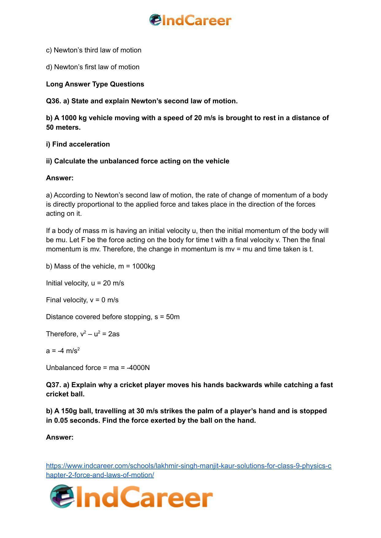 Lakhmir Singh Manjit Kaur Solutions for Class 9 Physics: Chapter 2- Force and Laws of Motion - Page 25