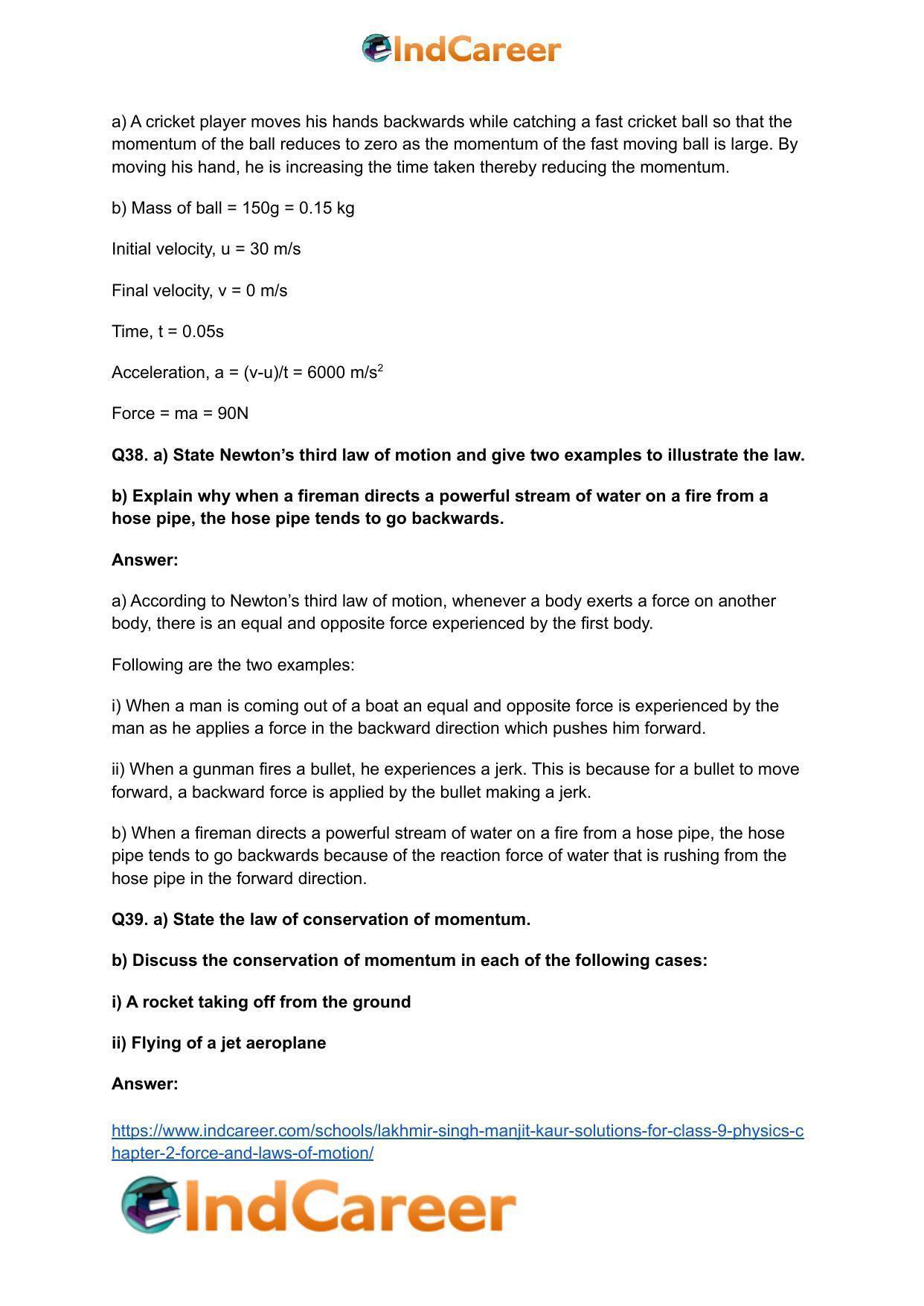Lakhmir Singh Manjit Kaur Solutions for Class 9 Physics: Chapter 2- Force and Laws of Motion - Page 26
