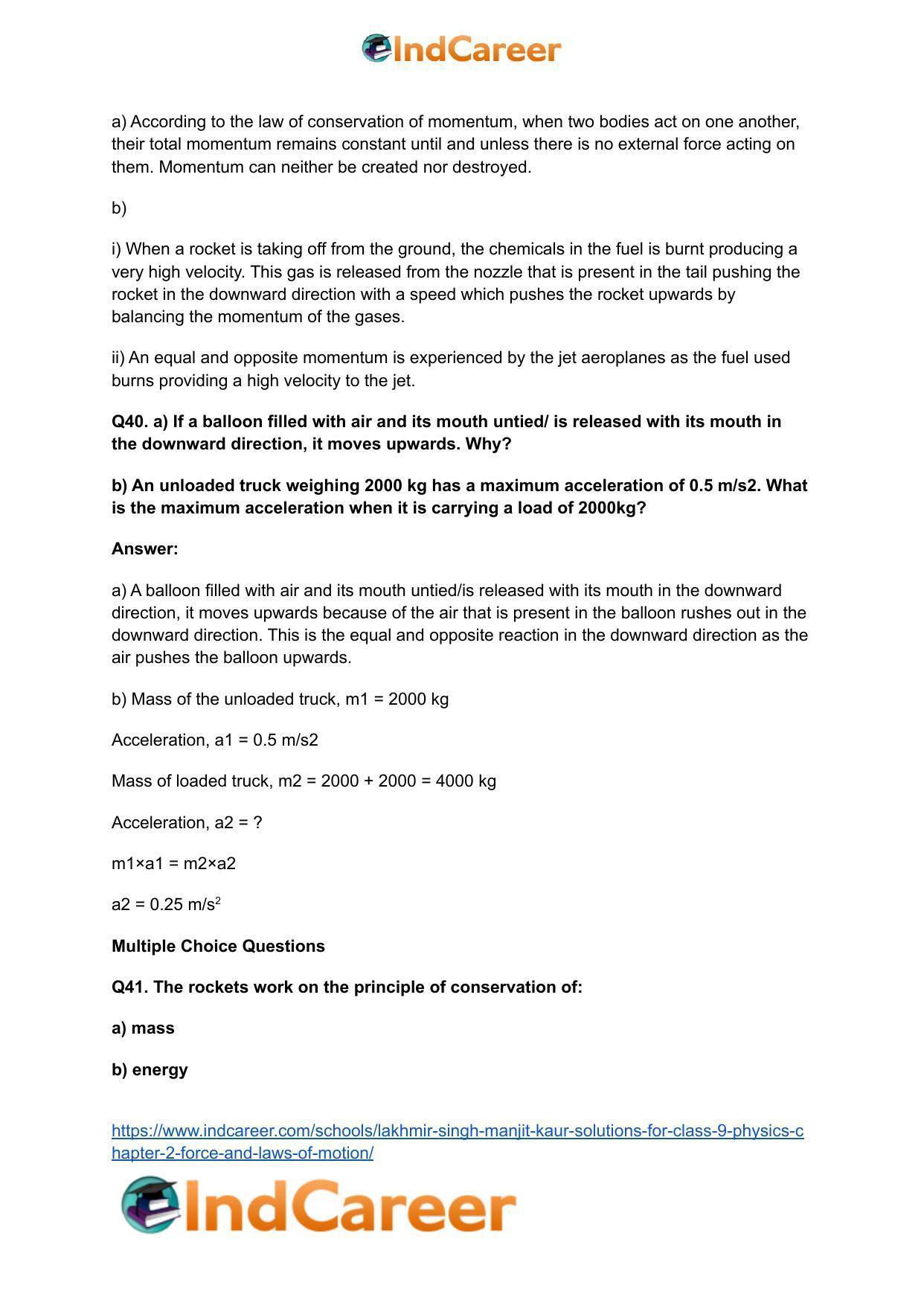Lakhmir Singh Manjit Kaur Solutions for Class 9 Physics: Chapter 2- Force and Laws of Motion - Page 27