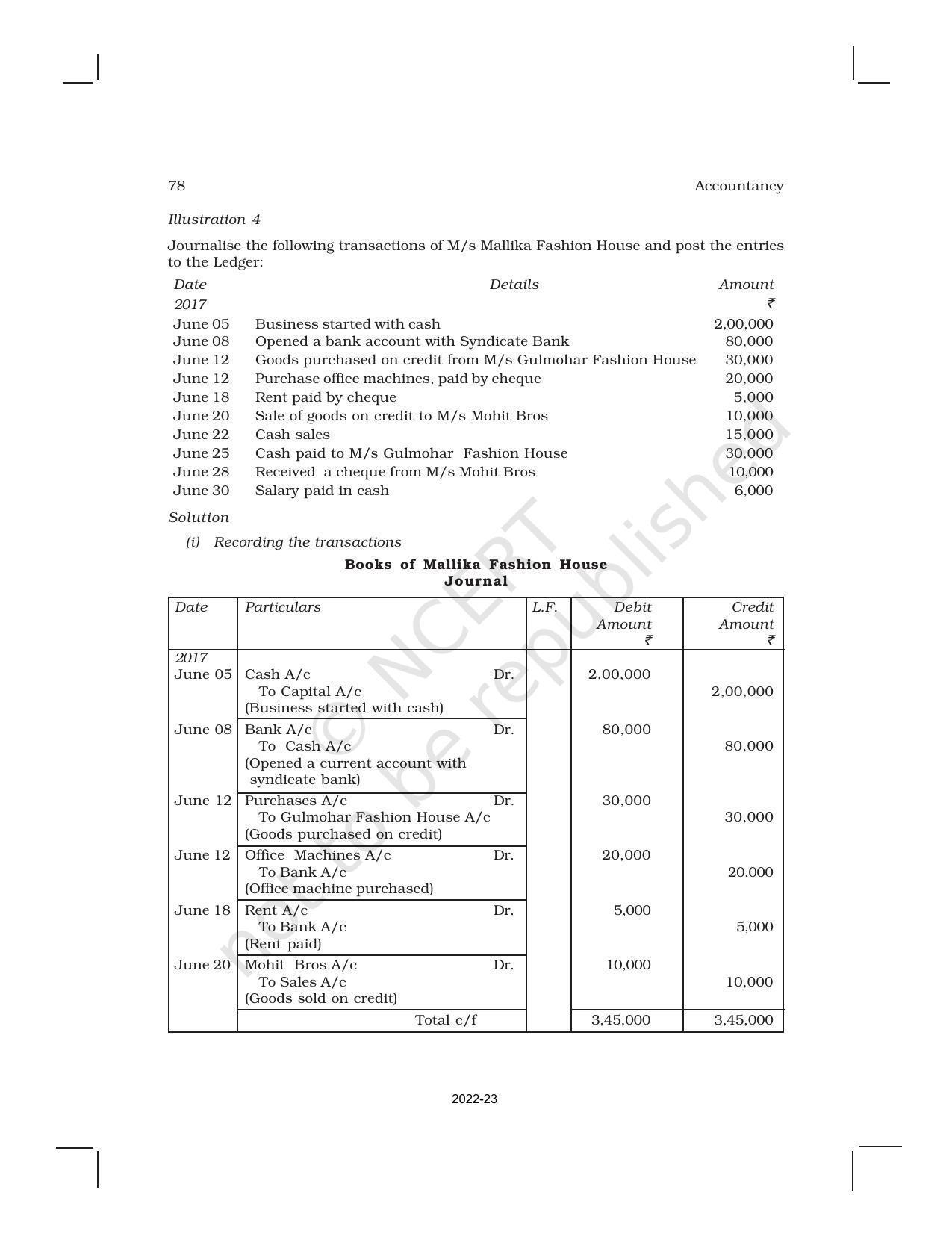 NCERT Book for Class 11 Accountancy (Part-I) Chapter 3 Recording of Transactions – I - Page 33
