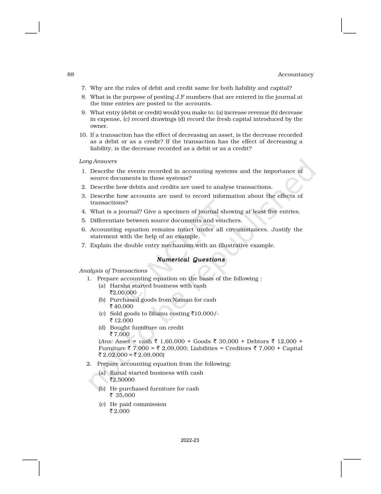 NCERT Book for Class 11 Accountancy (Part-I) Chapter 3 Recording of Transactions – I - Page 43