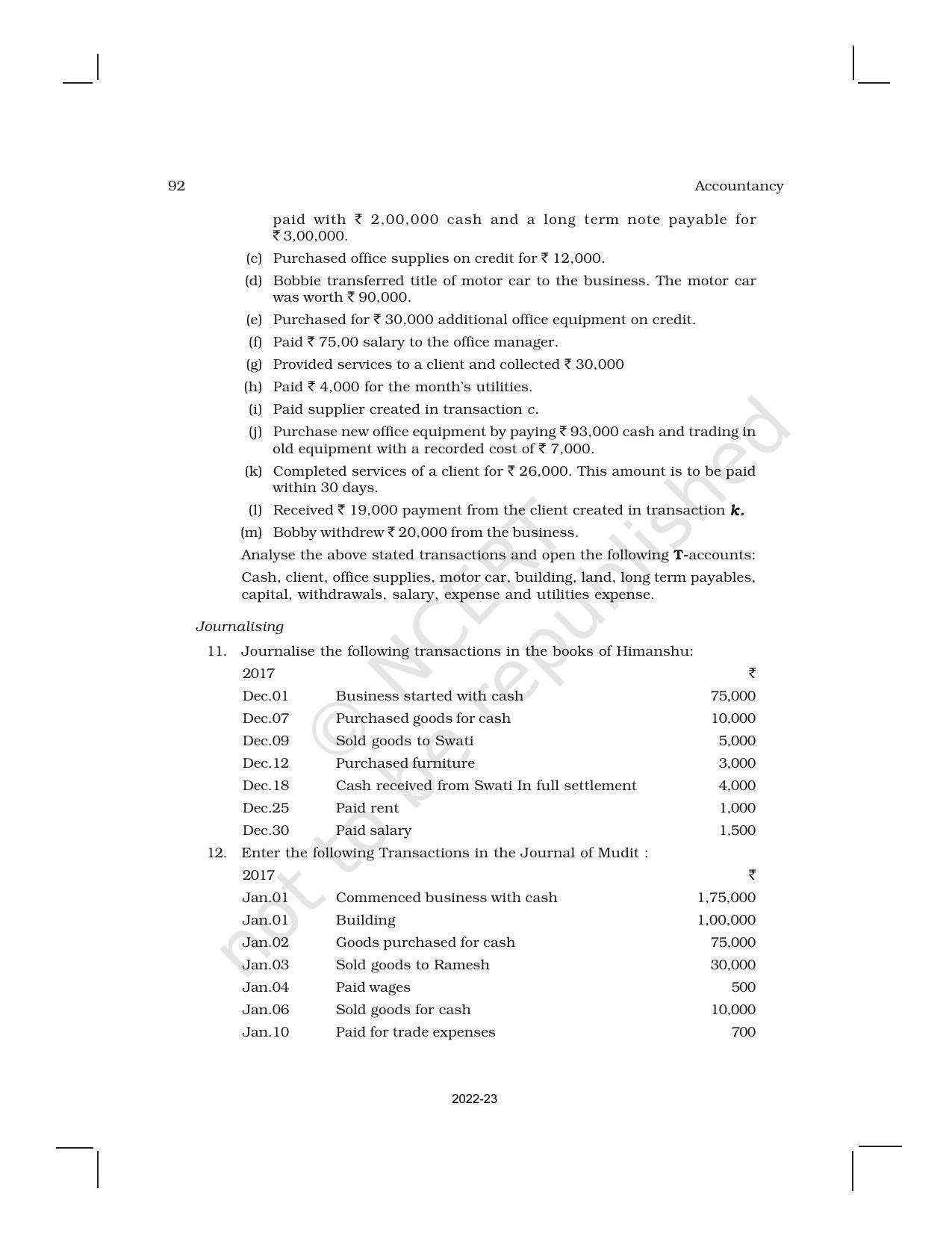 NCERT Book for Class 11 Accountancy (Part-I) Chapter 3 Recording of Transactions – I - Page 47