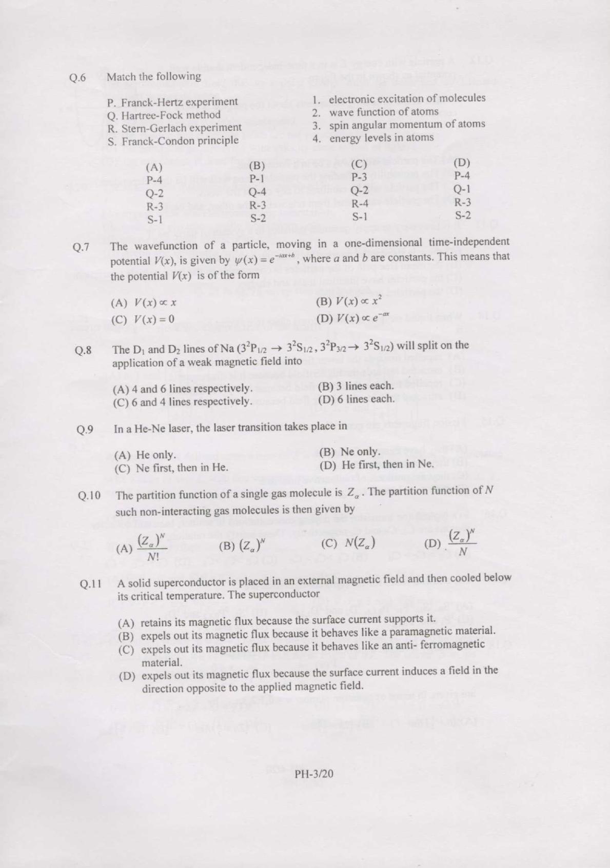 GATE 2007 Physics (PH) Question Paper with Answer Key - Page 3