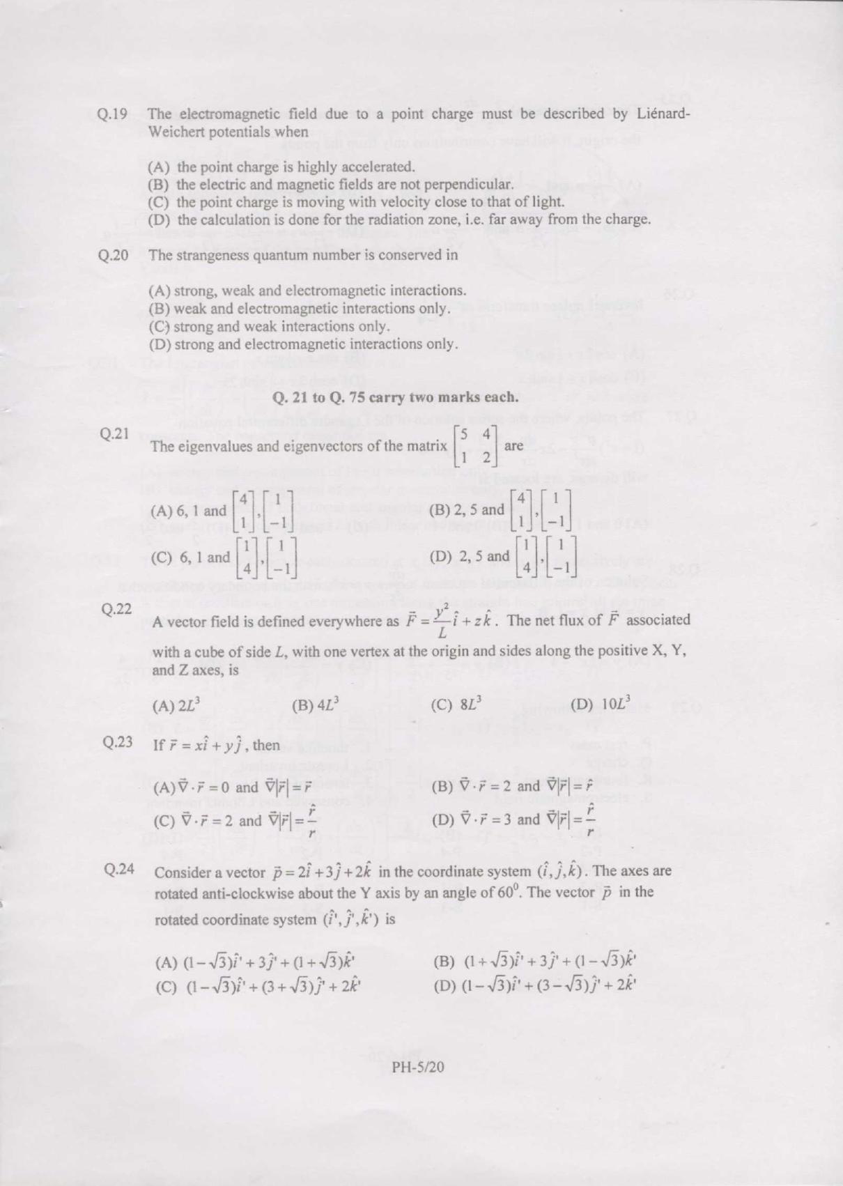 GATE 2007 Physics (PH) Question Paper with Answer Key - Page 5