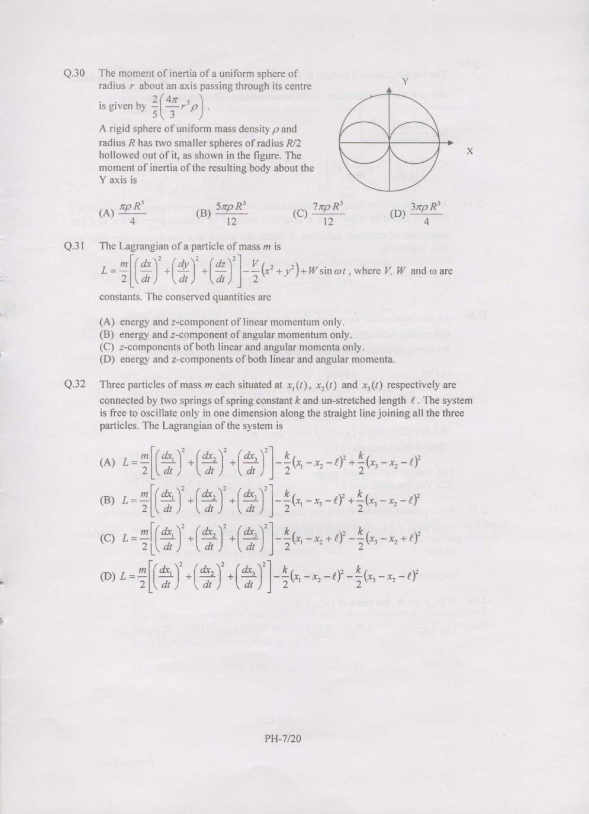 GATE 2007 Physics (PH) Question Paper with Answer Key - Page 7