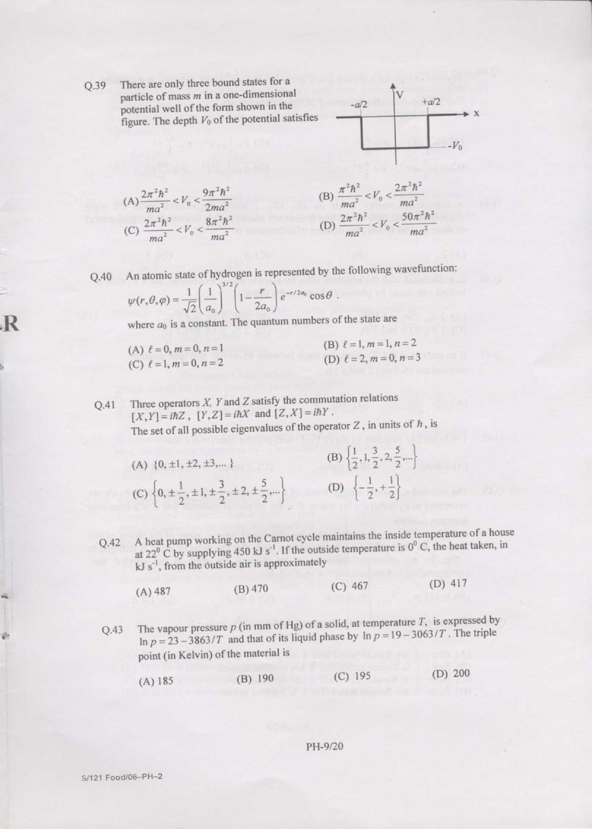 GATE 2007 Physics (PH) Question Paper with Answer Key - Page 9