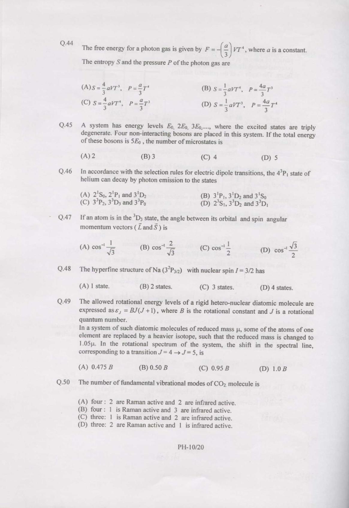 GATE 2007 Physics (PH) Question Paper with Answer Key - Page 10