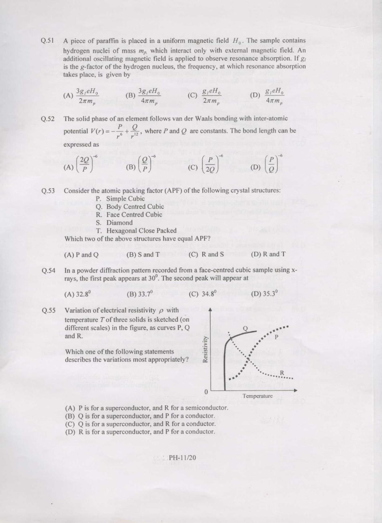 GATE 2007 Physics (PH) Question Paper with Answer Key - Page 11