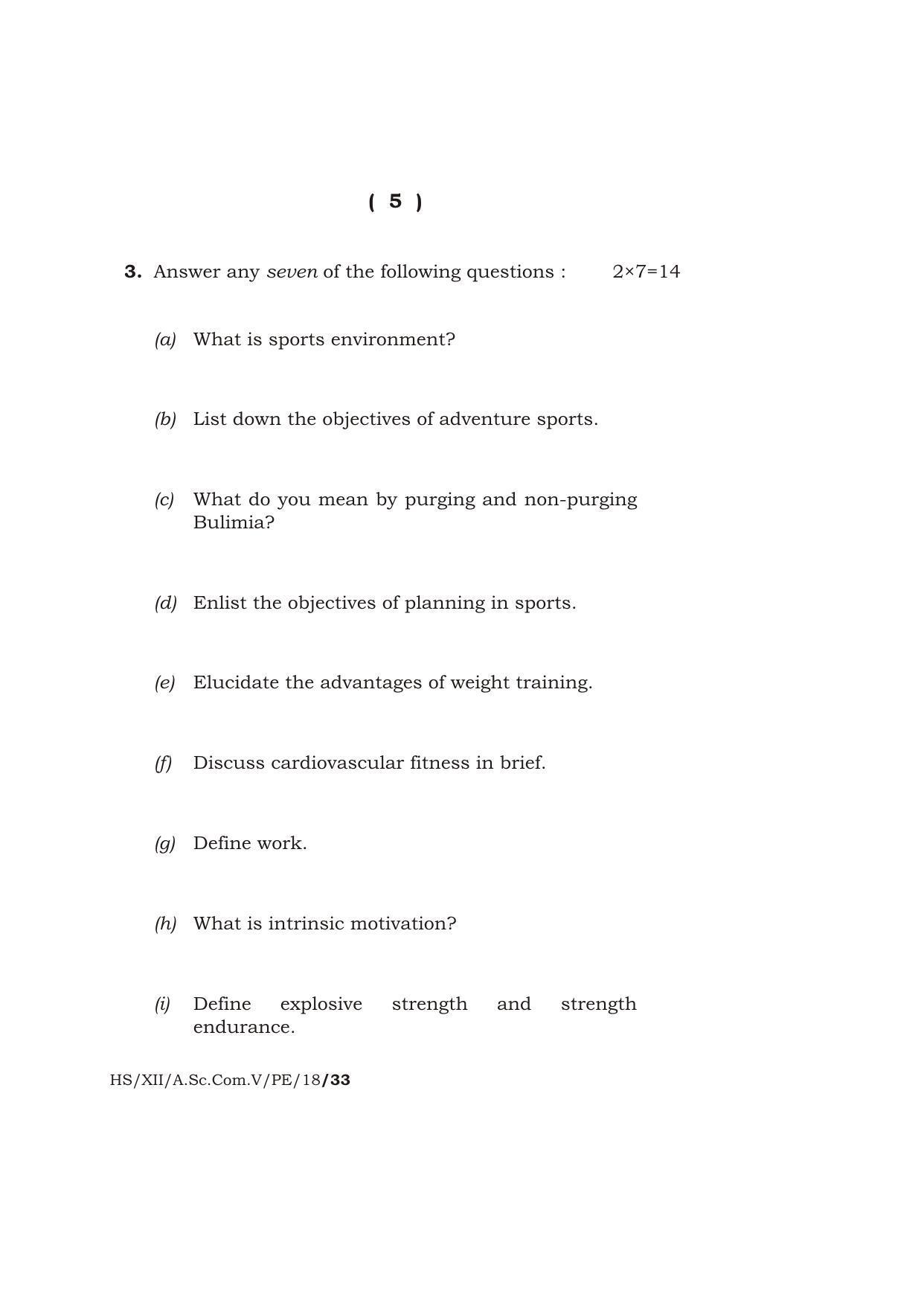 Meghalaya Board (MBOSE) Class 12 PHYSICAL EDUCATION 2018 Question Paper - Page 5