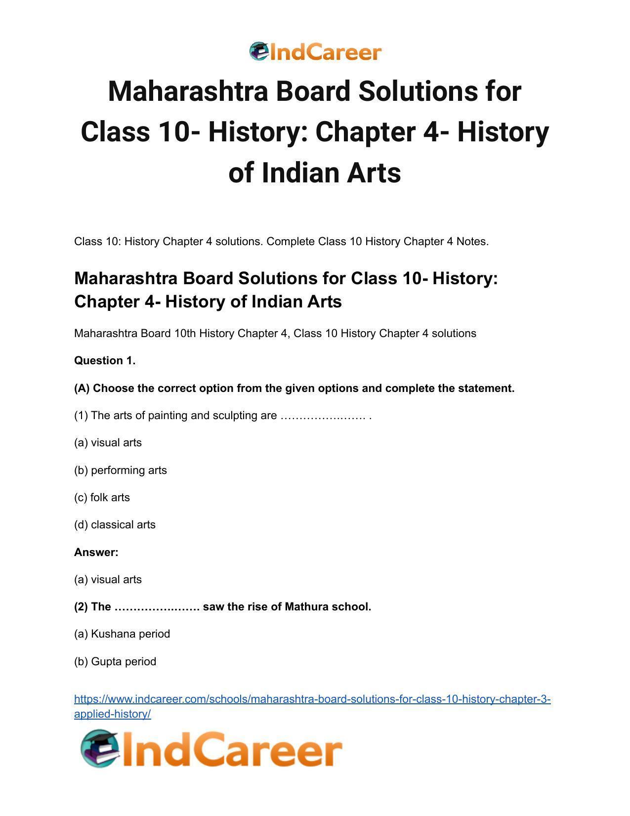 Maharashtra Board Solutions for Class 10- History: Chapter 4- History of Indian Arts - Page 2