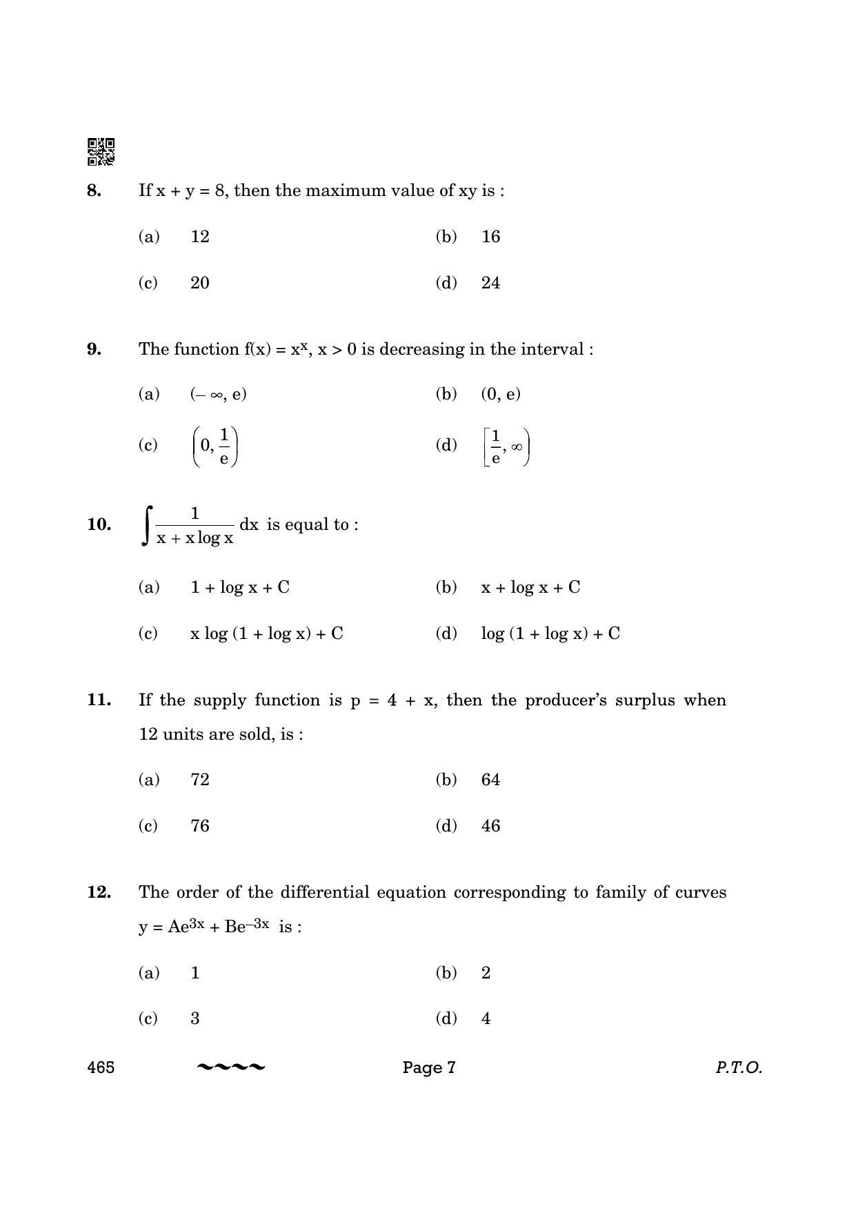 CBSE Class 12 465- Applied Mathematics 2023 (Compartment) Question Paper - Page 7