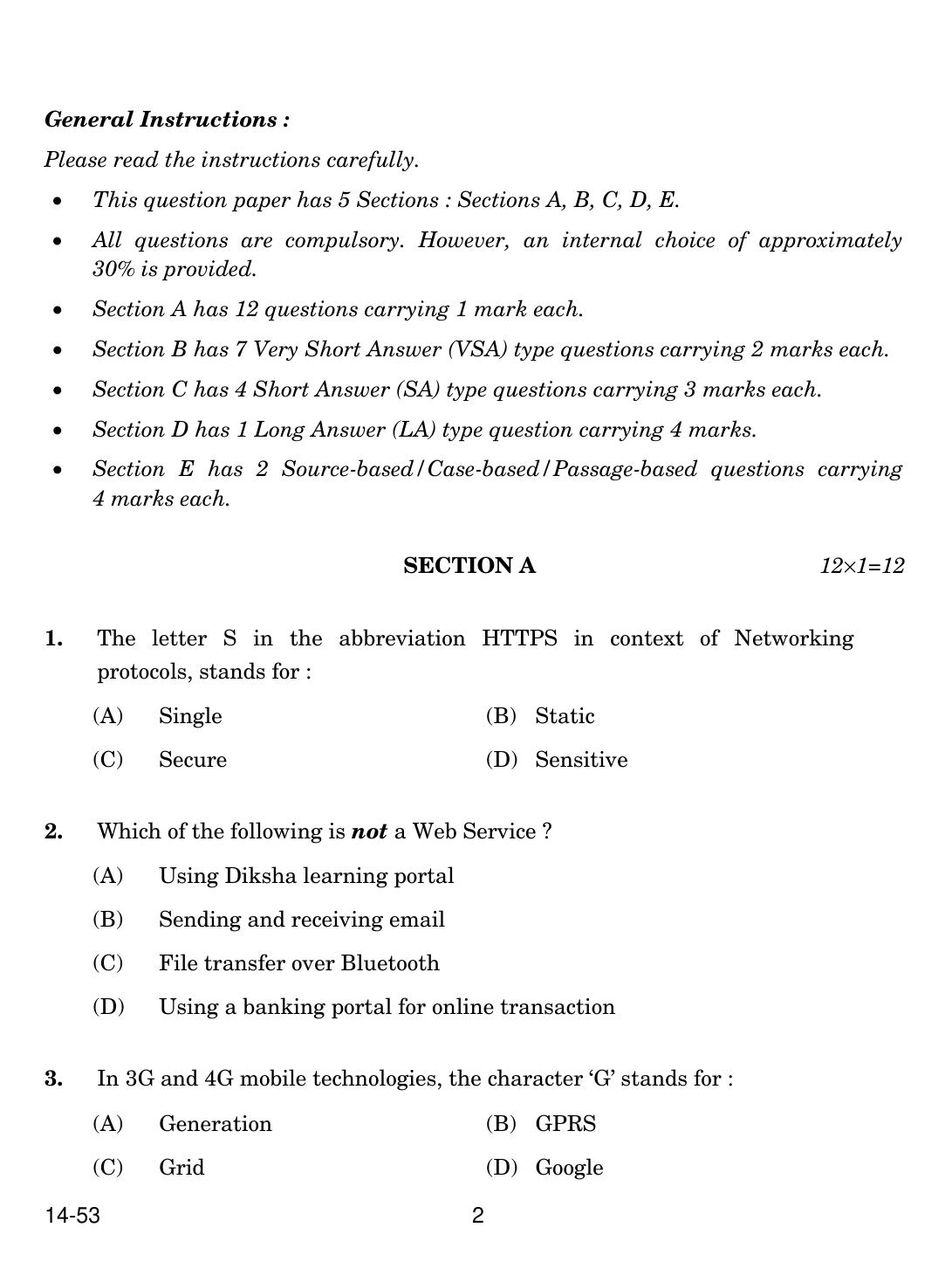 CBSE Class 10 Computer Application 2024 Question Paper - Page 2