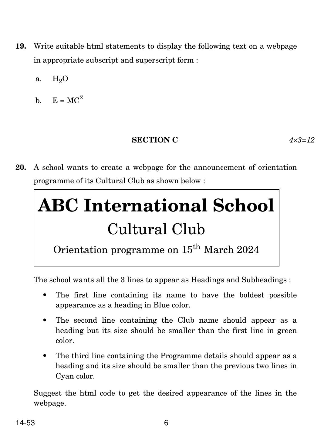 CBSE Class 10 Computer Application 2024 Question Paper - Page 6