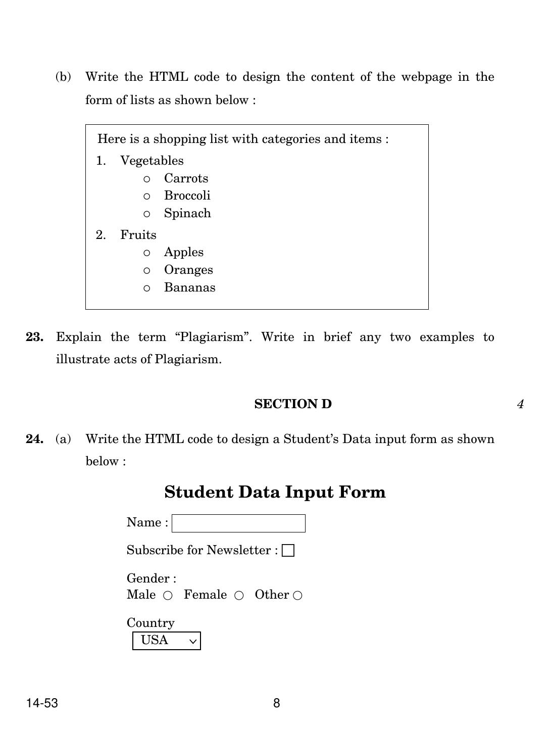 CBSE Class 10 Computer Application 2024 Question Paper - Page 8