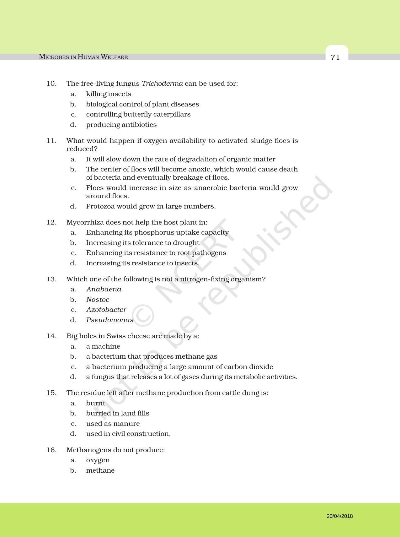 NCERT Exemplar Book for Class 12 Biology: Chapter 10 Microbes in Human Welfare - Page 3