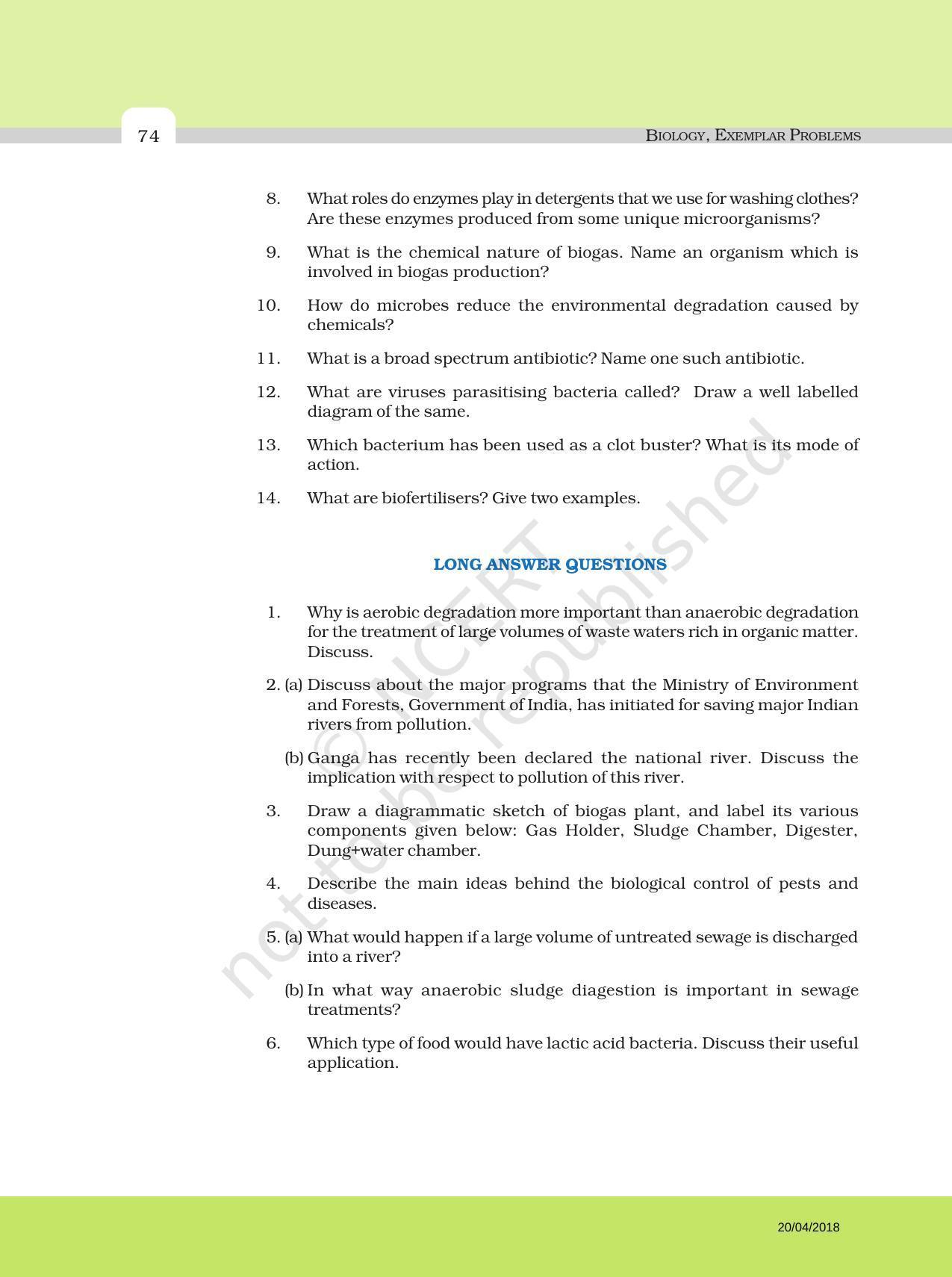 NCERT Exemplar Book for Class 12 Biology: Chapter 10 Microbes in Human Welfare - Page 6