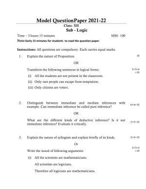 UP Board Class 12 Logic Model Papers 2023