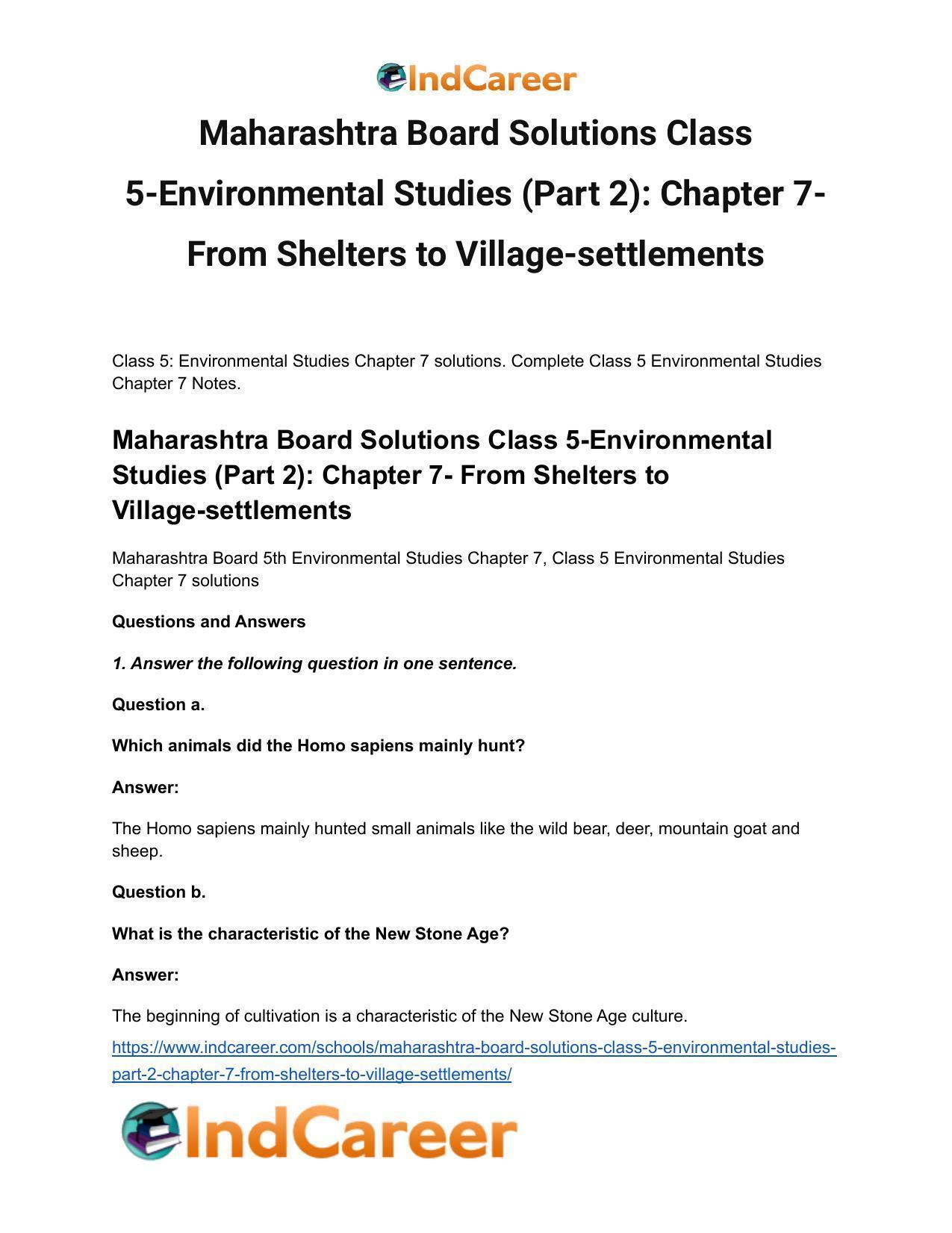 Maharashtra Board Solutions Class 5-Environmental Studies (Part 2): Chapter 7- From Shelters to Village-settlements - Page 2