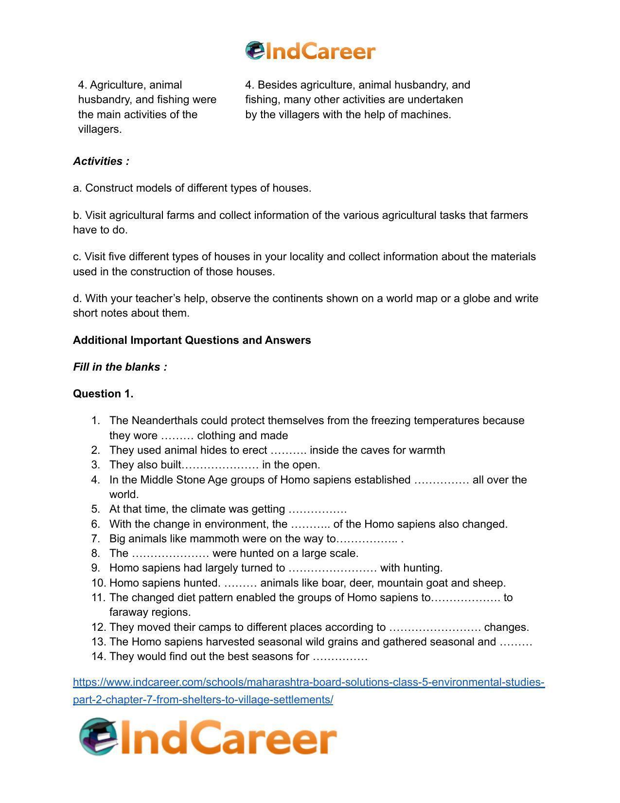 Maharashtra Board Solutions Class 5-Environmental Studies (Part 2): Chapter 7- From Shelters to Village-settlements - Page 6