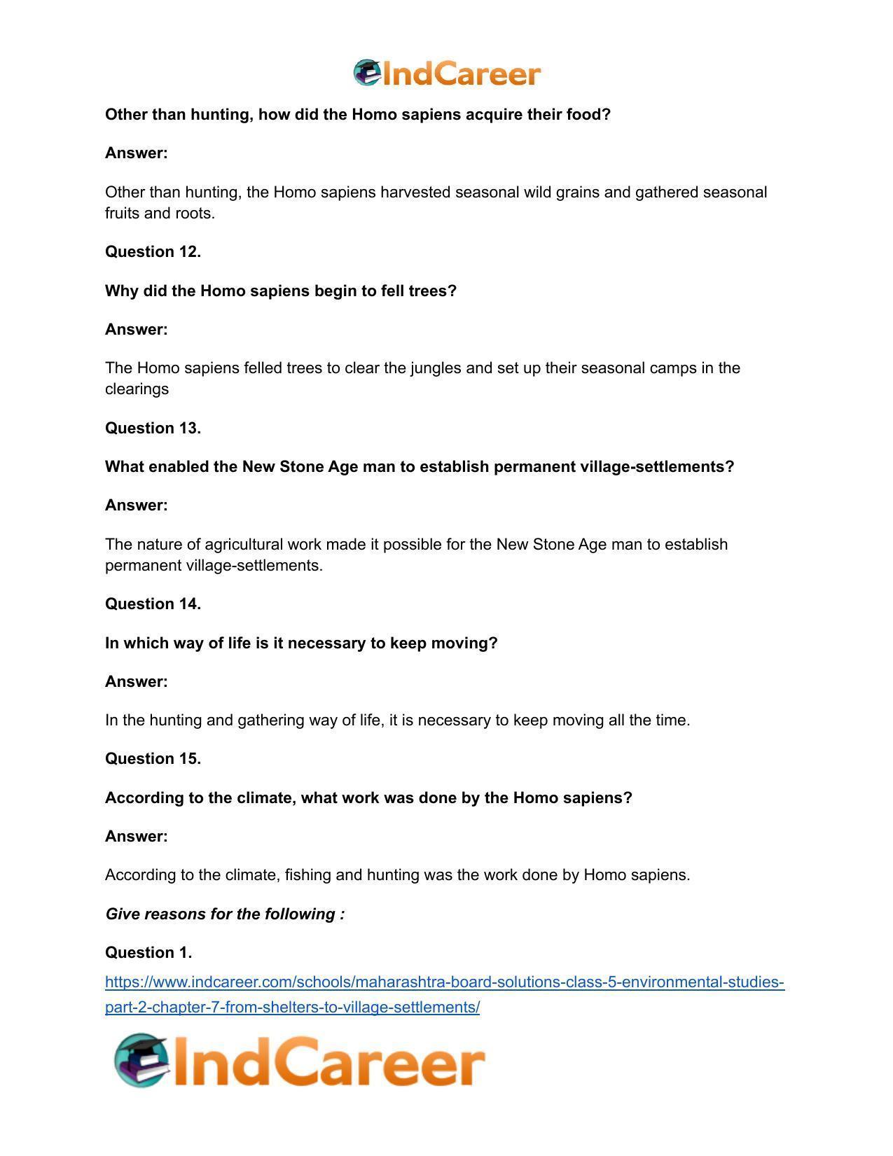 Maharashtra Board Solutions Class 5-Environmental Studies (Part 2): Chapter 7- From Shelters to Village-settlements - Page 10