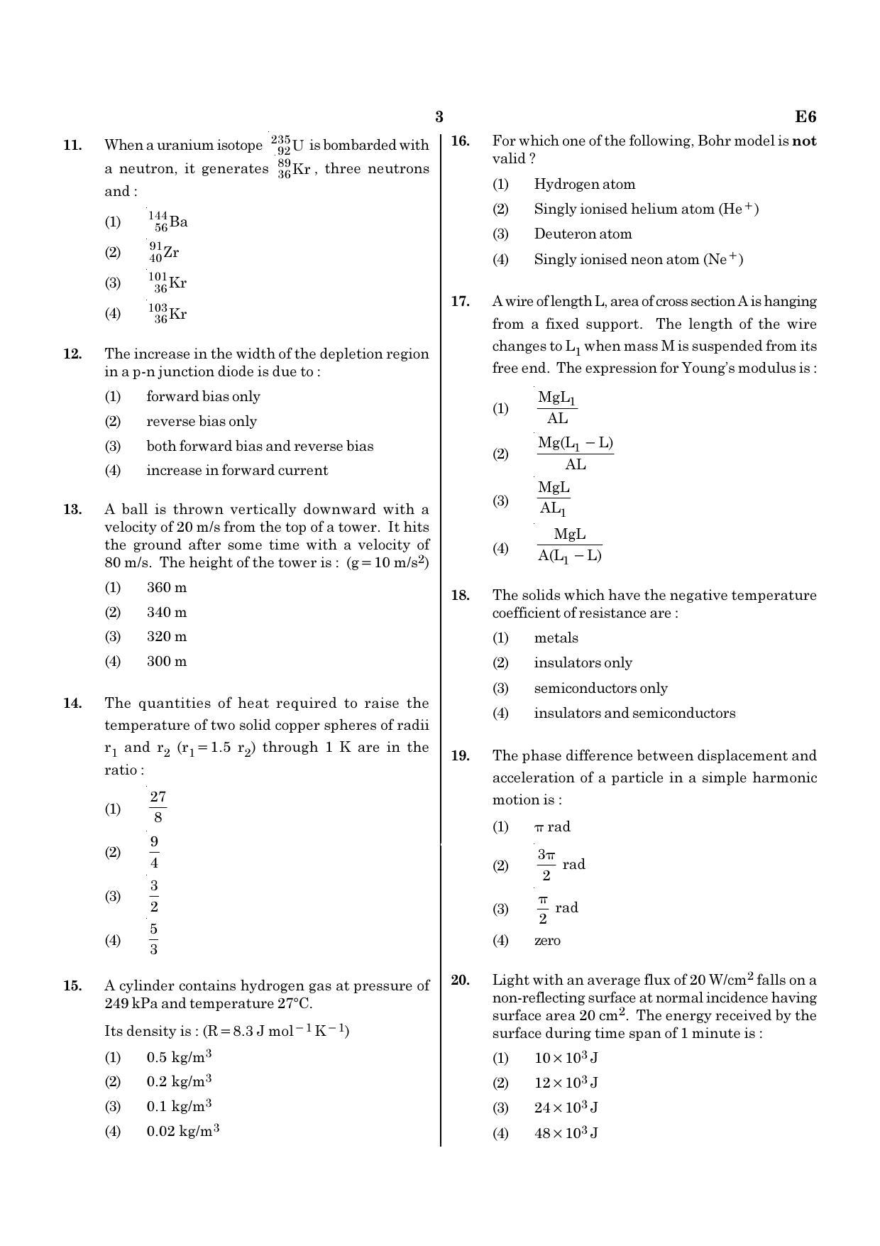 NEET G2 2020 Question Paper - Page 3