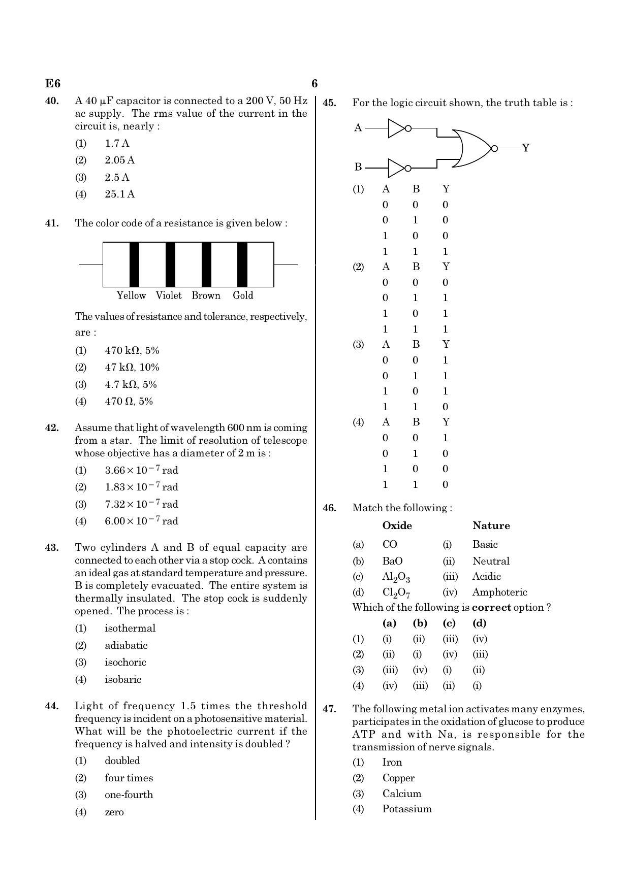 NEET G2 2020 Question Paper - Page 6