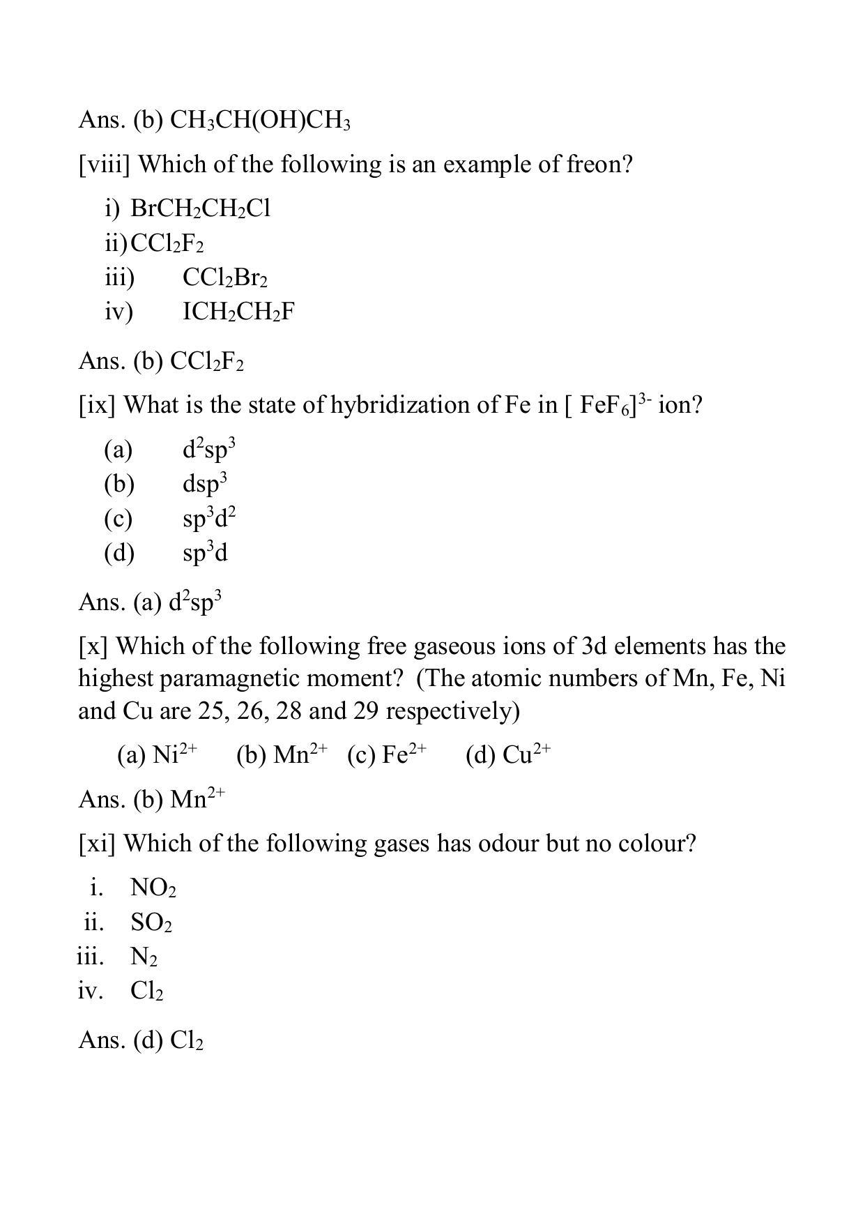 West Bengal Board Class 12 Chemistry 2016 Question Paper - Page 4