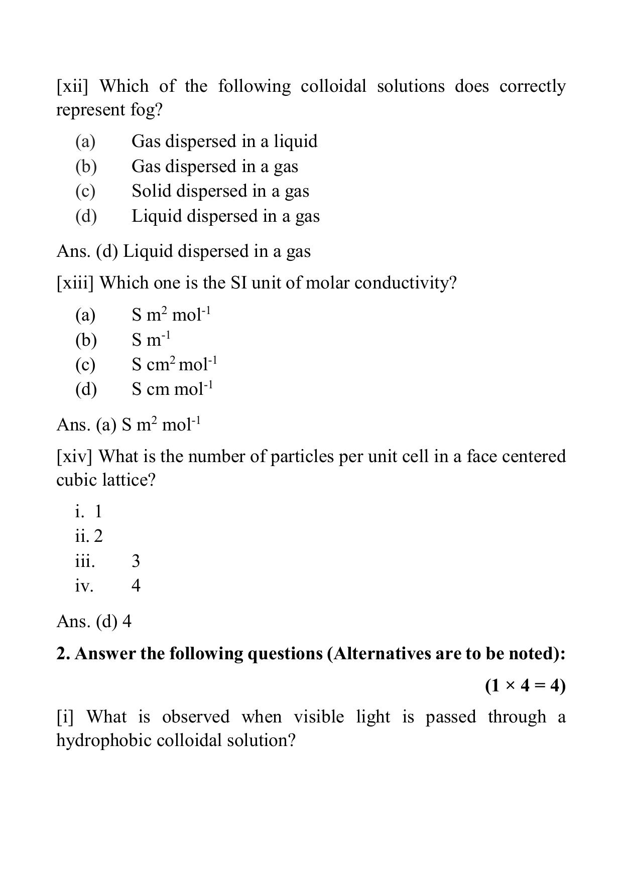 West Bengal Board Class 12 Chemistry 2016 Question Paper - Page 5