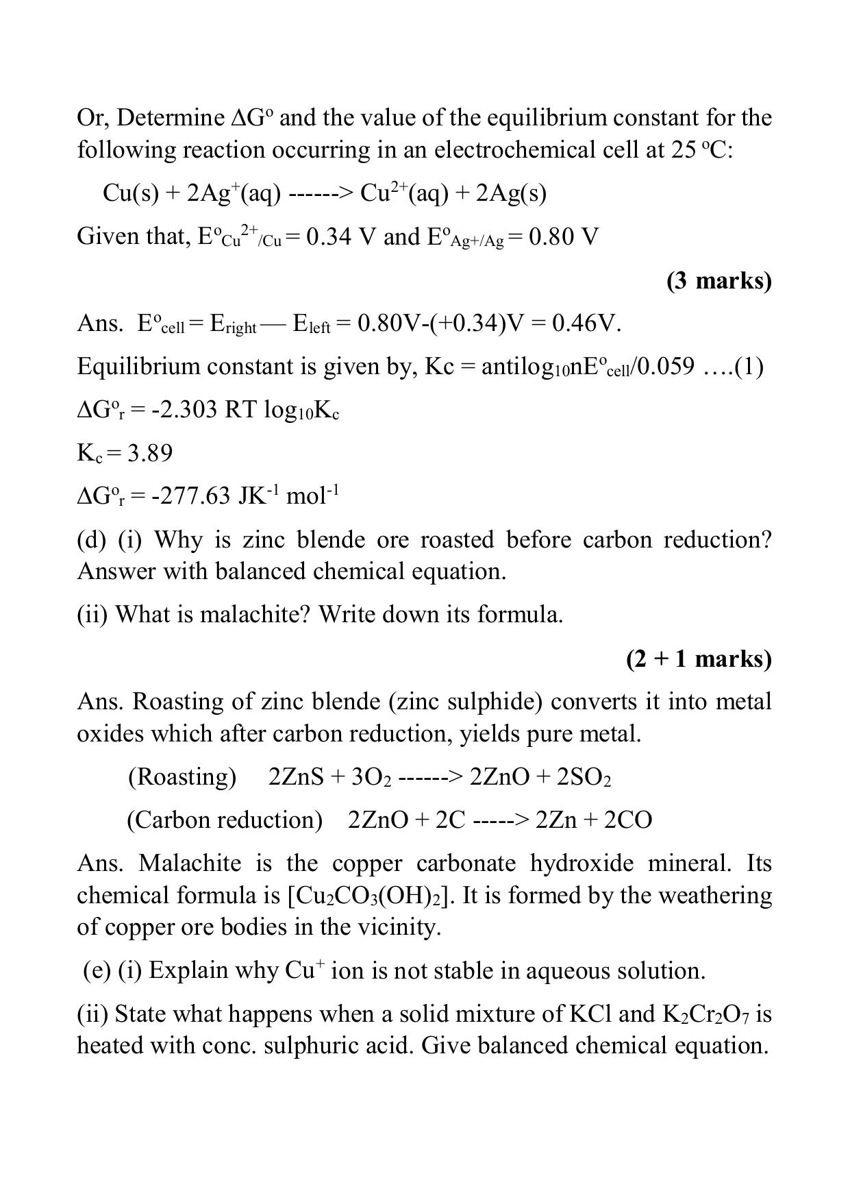 West Bengal Board Class 12 Chemistry 2016 Question Paper - Page 12