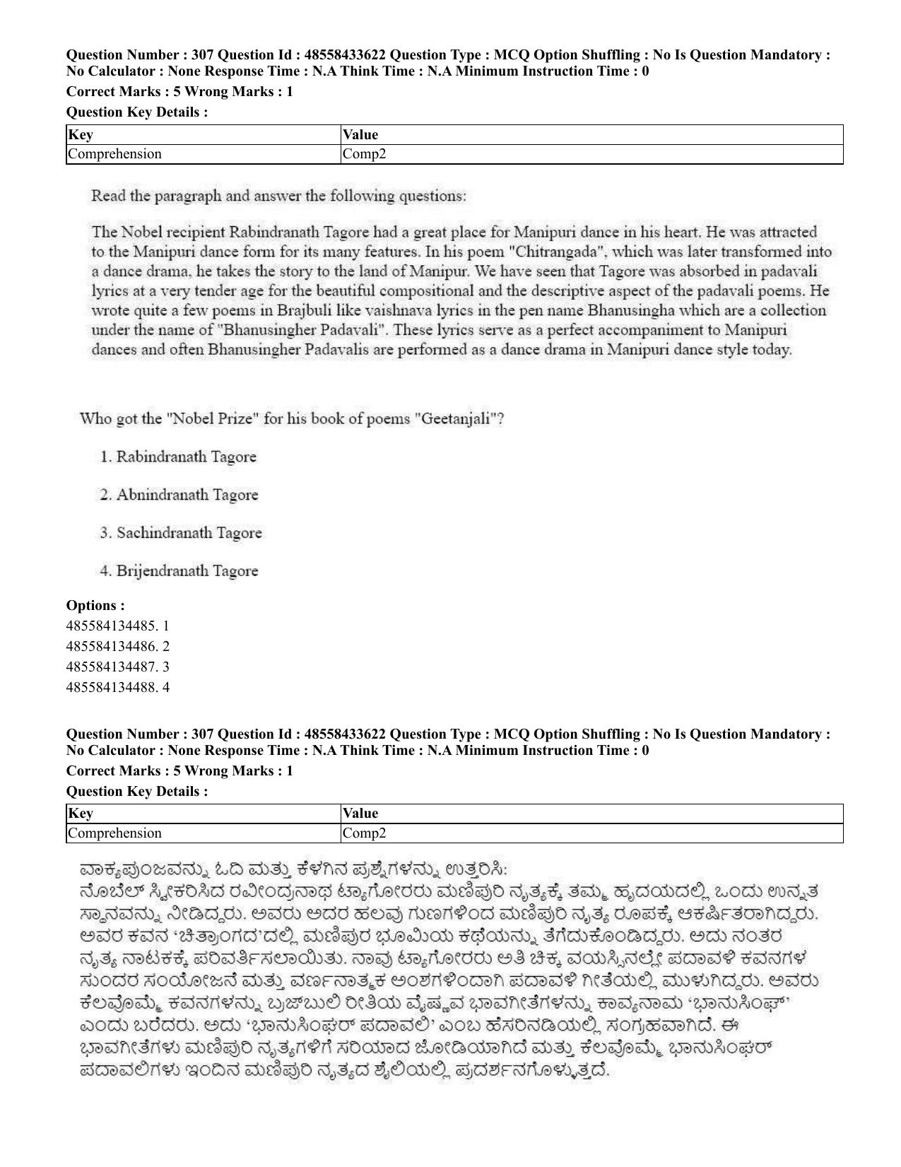CUET 2023 English Kannada compressed Shift 1 Question Papers - 18 June 2023 - Page 259