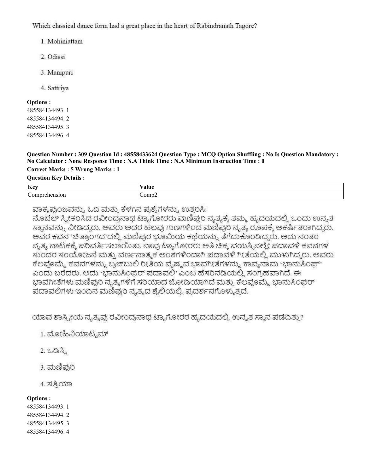 CUET 2023 English Kannada compressed Shift 1 Question Papers - 18 June 2023 - Page 262